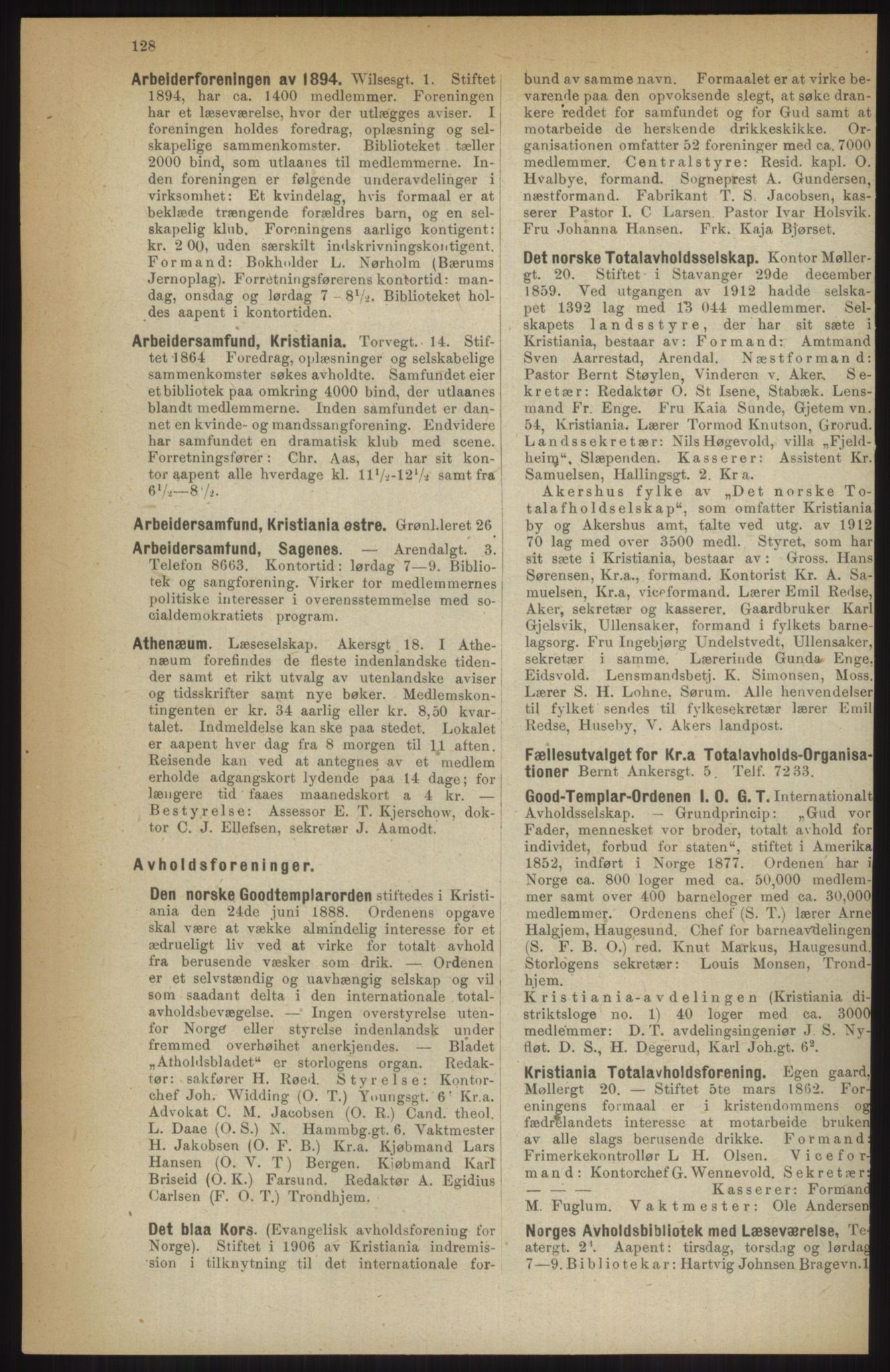 Kristiania/Oslo adressebok, PUBL/-, 1914, p. 128