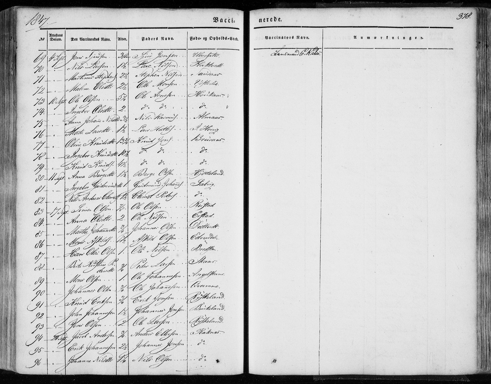 Hamre sokneprestembete, AV/SAB-A-75501/H/Ha/Haa/Haaa/L0013: Parish register (official) no. A 13, 1846-1857, p. 378