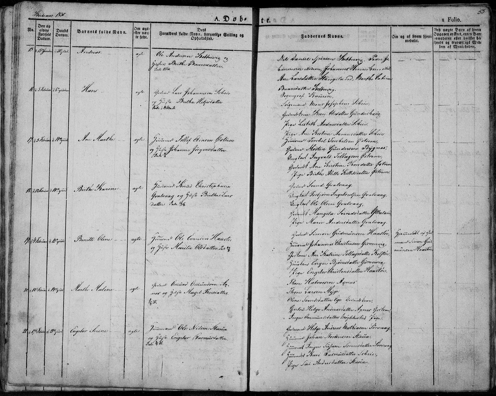 Avaldsnes sokneprestkontor, AV/SAST-A -101851/H/Ha/Haa/L0005: Parish register (official) no. A 5.1, 1825-1841, p. 55