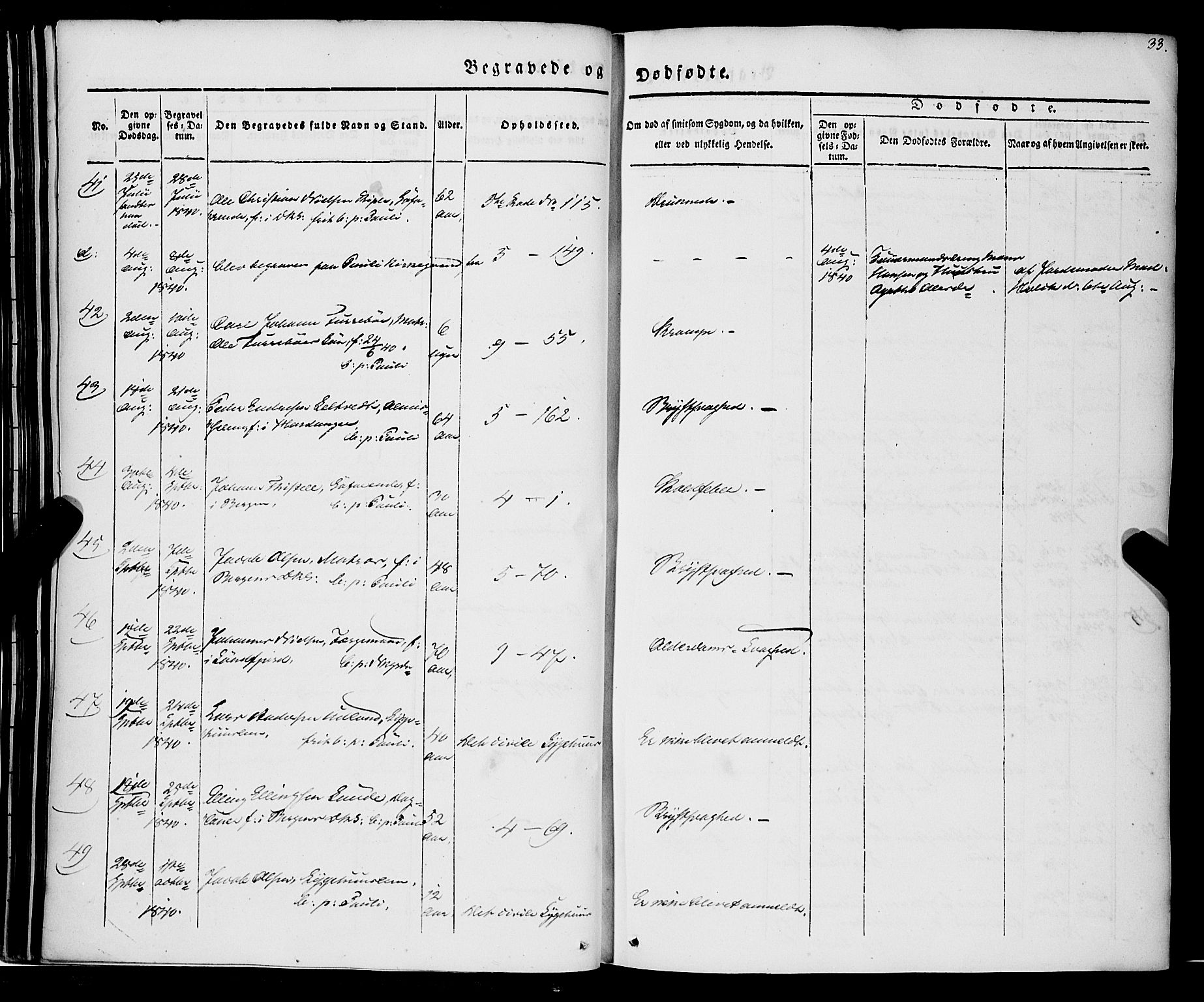 Nykirken Sokneprestembete, AV/SAB-A-77101/H/Haa/L0041: Parish register (official) no. E 1, 1833-1850, p. 33