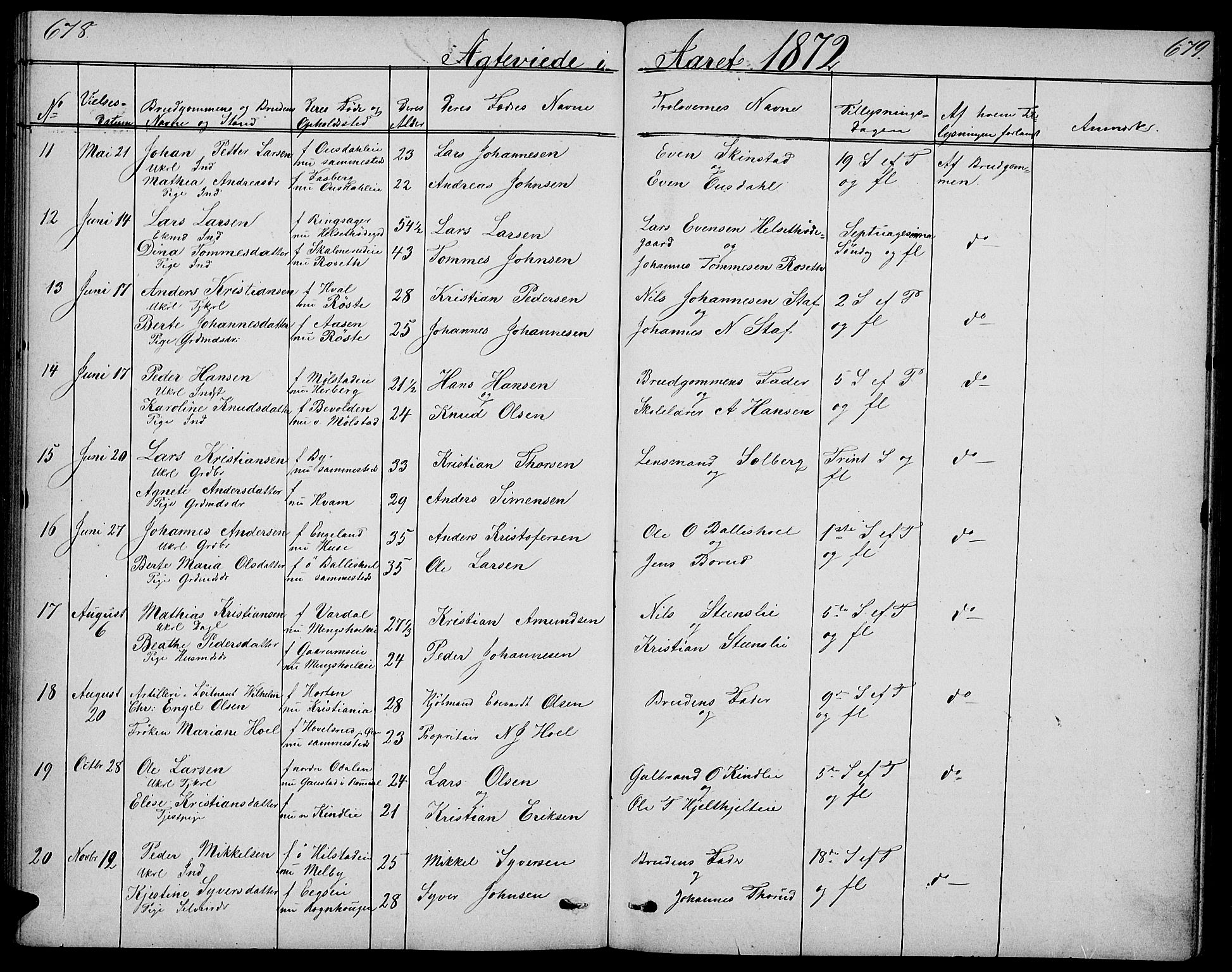 Nes prestekontor, Hedmark, AV/SAH-PREST-020/L/La/L0005: Parish register (copy) no. 5, 1852-1889, p. 678-679