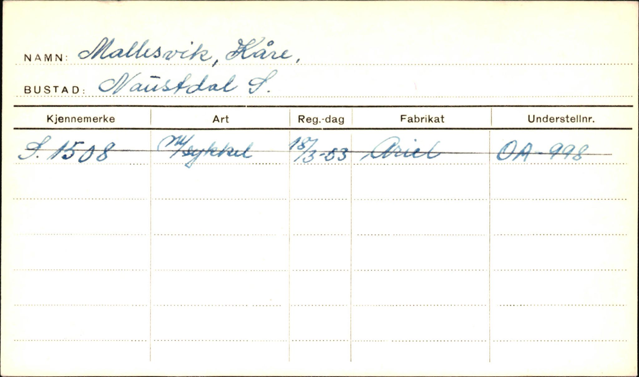 Statens vegvesen, Sogn og Fjordane vegkontor, AV/SAB-A-5301/4/F/L0001D: Eigarregister Fjordane til 1.6.1961, 1930-1961, p. 542