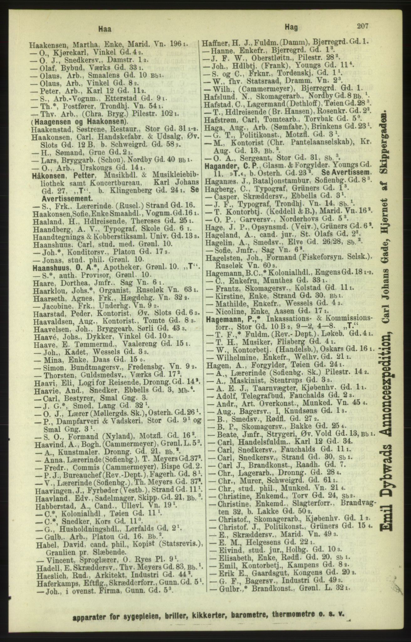 Kristiania/Oslo adressebok, PUBL/-, 1886, p. 207