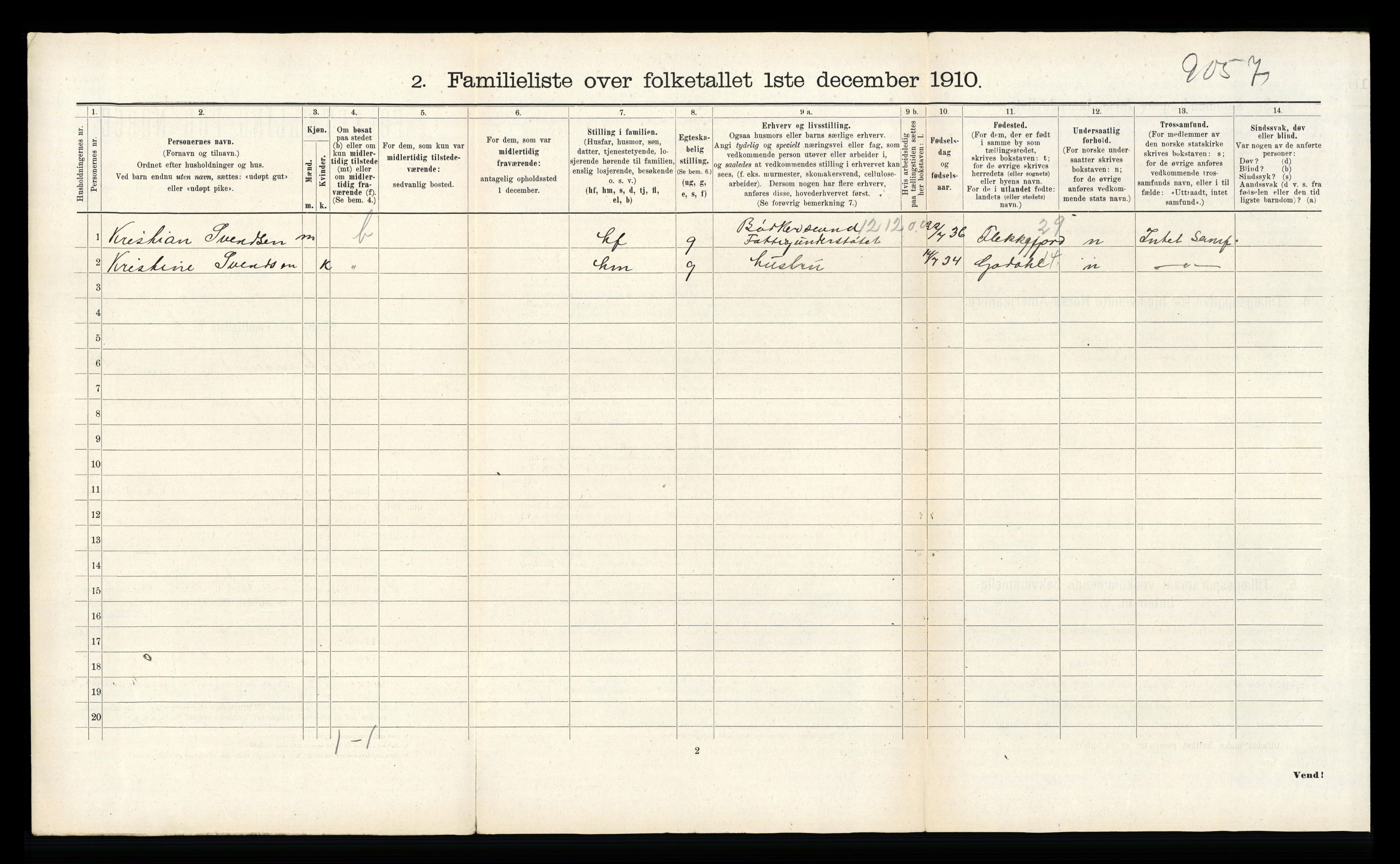 RA, 1910 census for Kristiansund, 1910, p. 7210