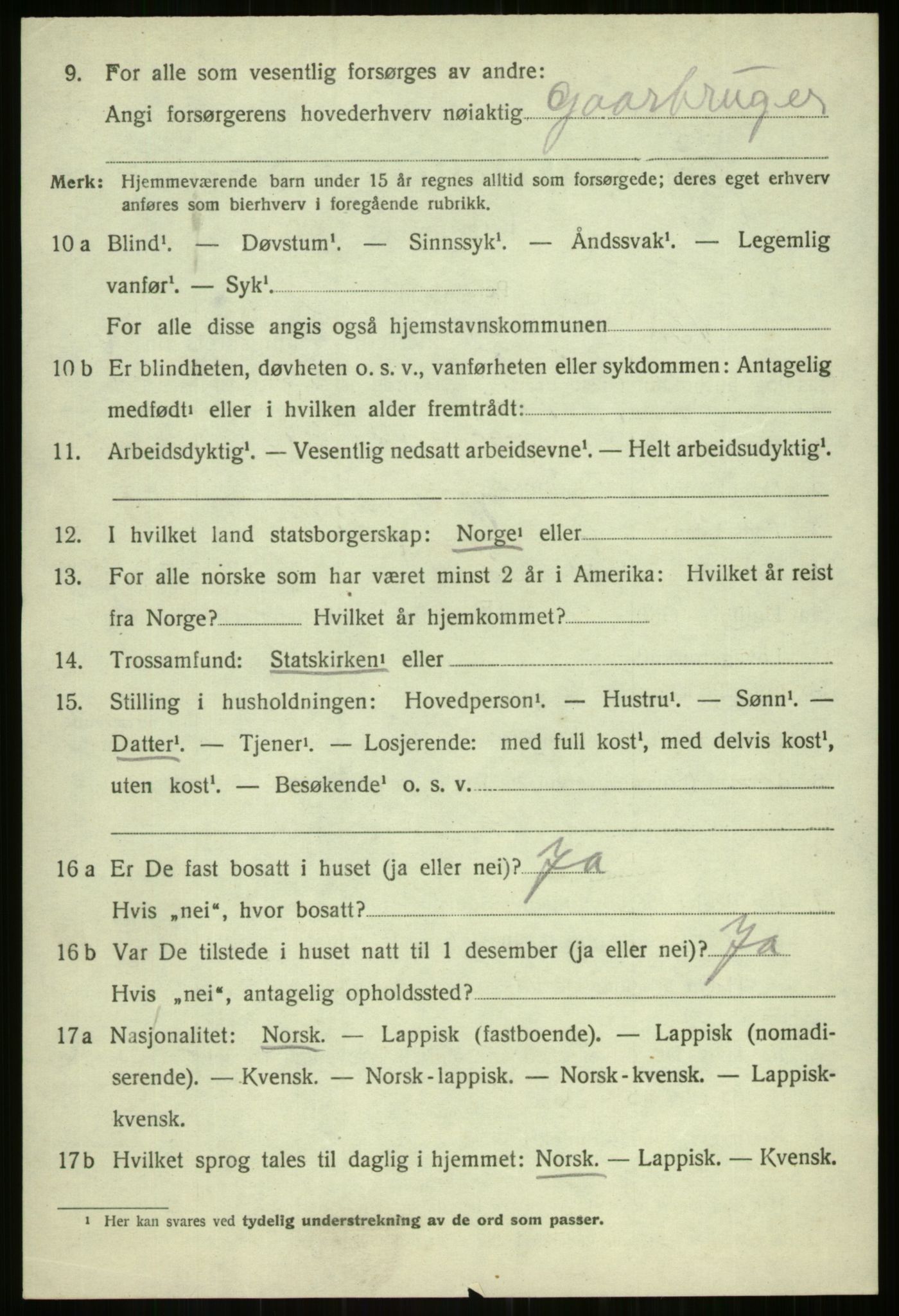 SATØ, 1920 census for Balsfjord, 1920, p. 4153