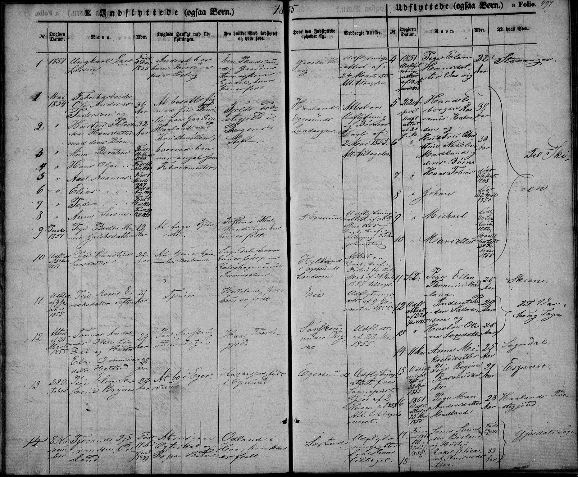 Eigersund sokneprestkontor, SAST/A-101807/S08/L0013: Parish register (official) no. A 12.2, 1850-1865, p. 497