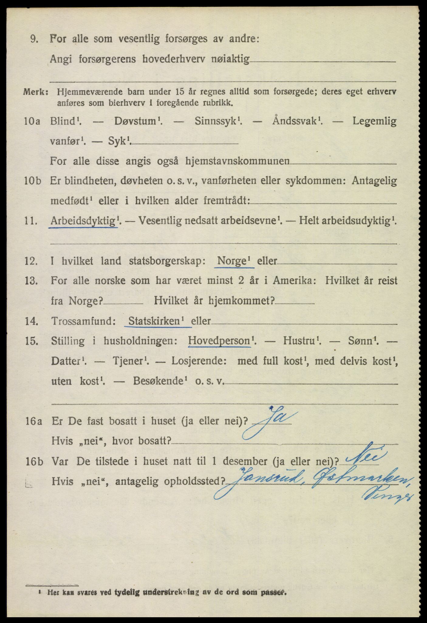 SAH, 1920 census for Vinger, 1920, p. 11883