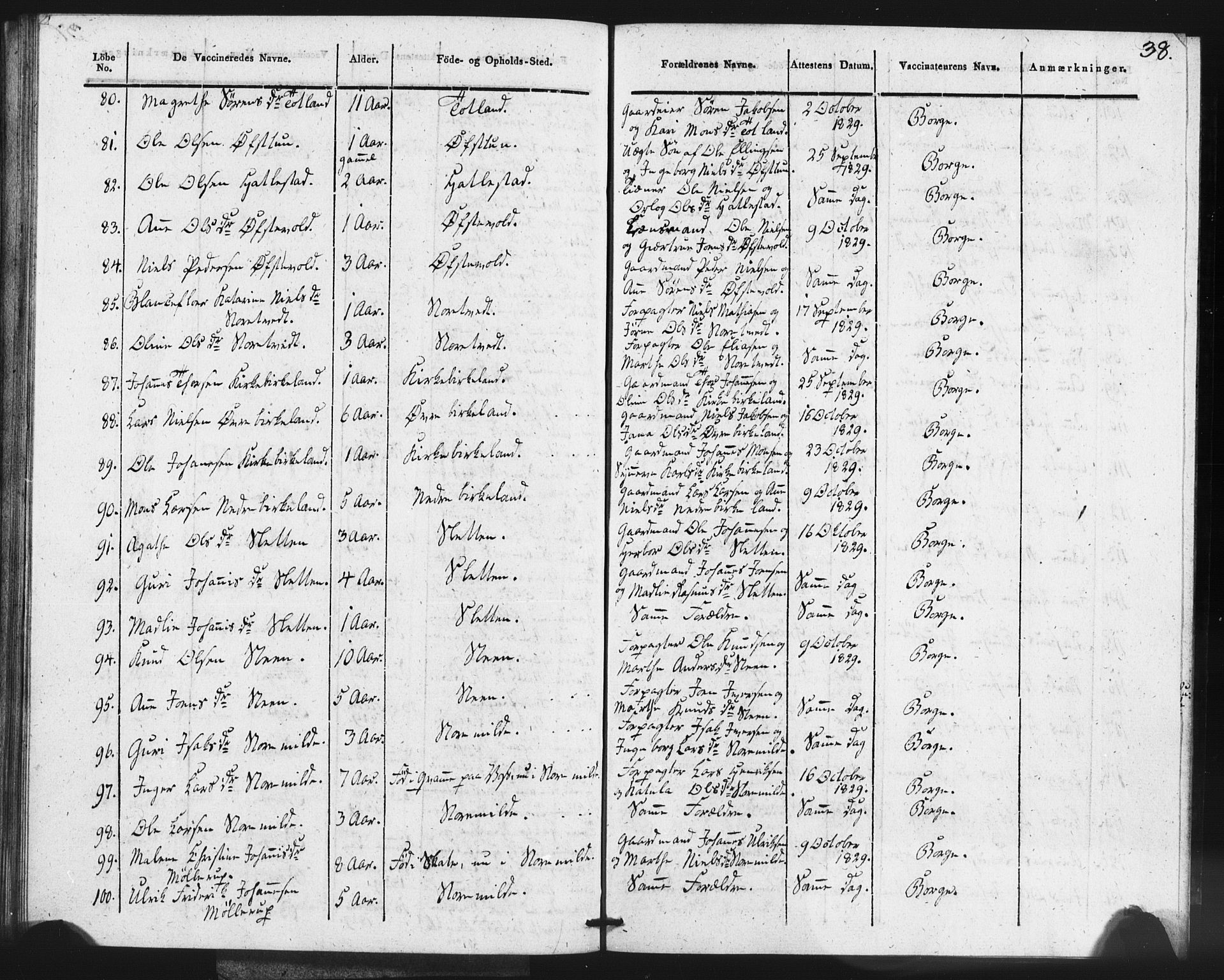 Fana Sokneprestembete, AV/SAB-A-75101/H/Haa/Haaa/L0013: Parish register (official) no. A 13, 1819-1833, p. 38