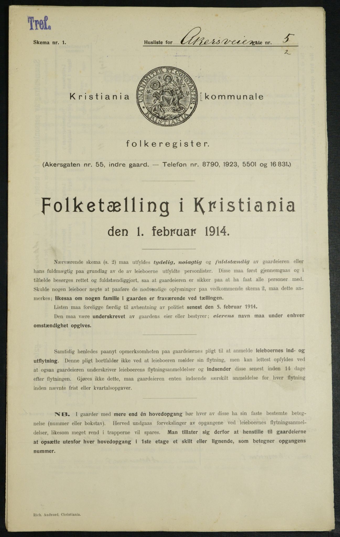 OBA, Municipal Census 1914 for Kristiania, 1914, p. 808