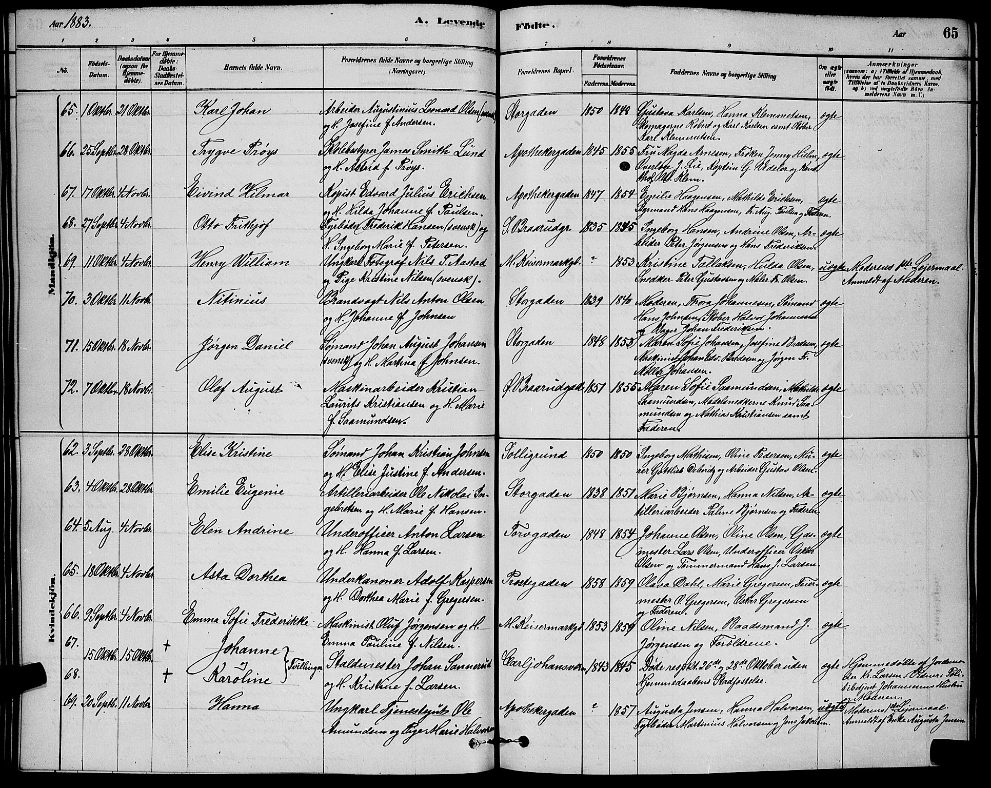 Horten kirkebøker, AV/SAKO-A-348/G/Ga/L0003: Parish register (copy) no. 4, 1878-1887, p. 65
