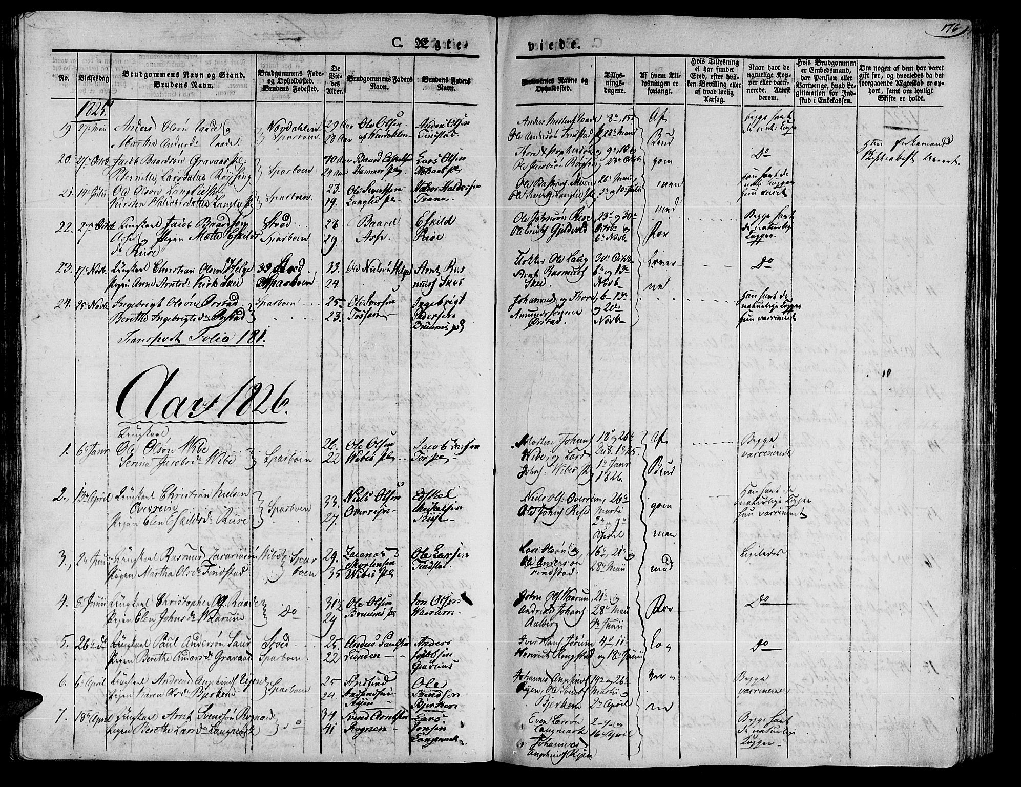 Ministerialprotokoller, klokkerbøker og fødselsregistre - Nord-Trøndelag, SAT/A-1458/735/L0336: Parish register (official) no. 735A05 /1, 1825-1835, p. 176
