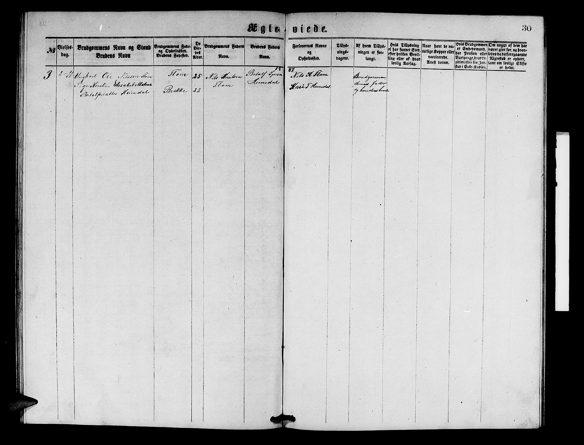 Aurland sokneprestembete, SAB/A-99937/H/Hb/Hbb/L0001: Parish register (copy) no. B 1, 1868-1887, p. 30
