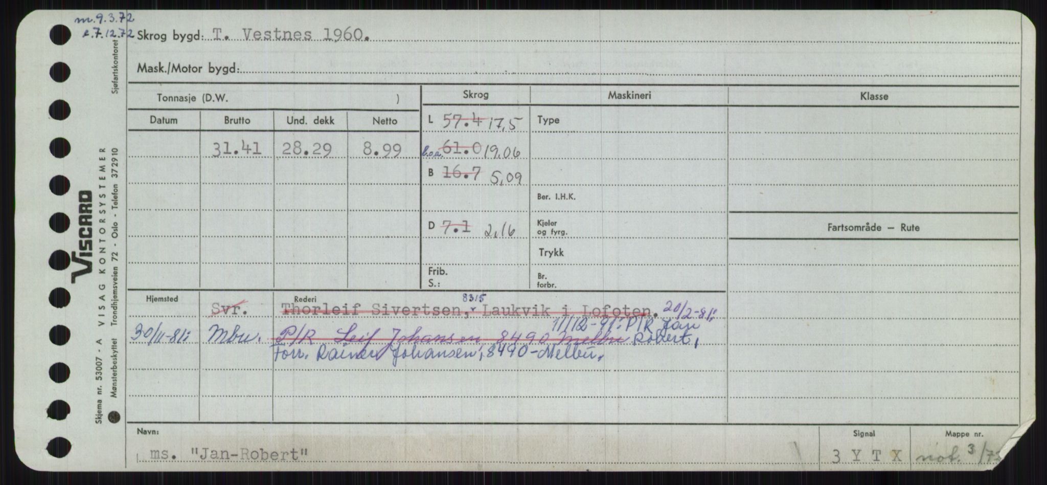 Sjøfartsdirektoratet med forløpere, Skipsmålingen, RA/S-1627/H/Ha/L0003/0001: Fartøy, Hilm-Mar / Fartøy, Hilm-Kol, p. 441