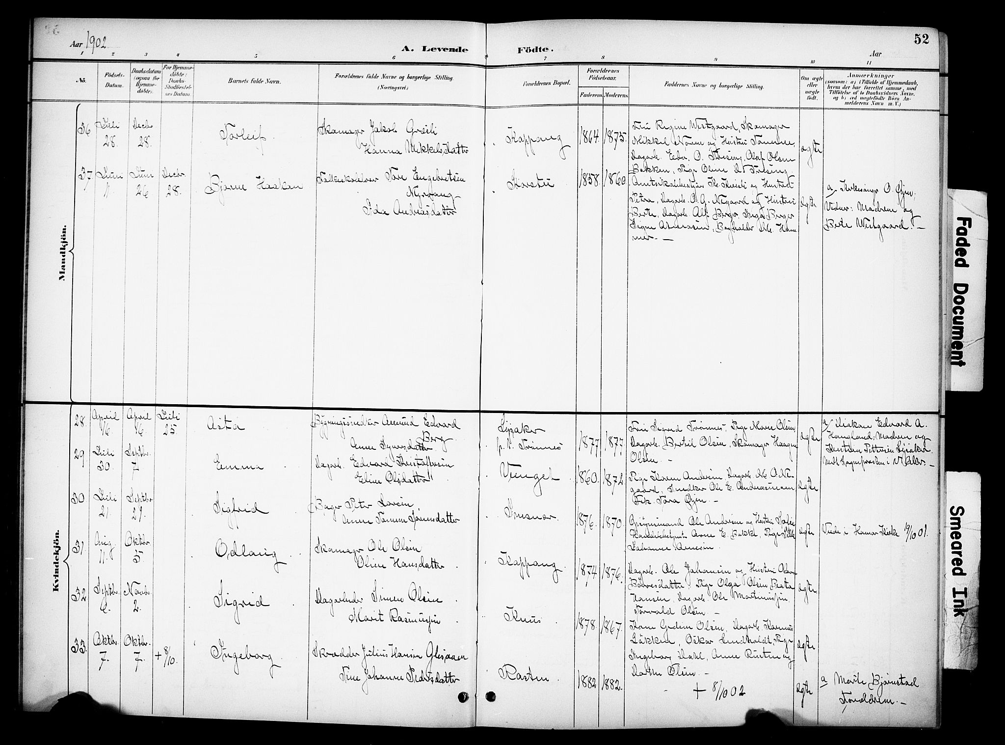 Stor-Elvdal prestekontor, AV/SAH-PREST-052/H/Ha/Hab/L0003: Parish register (copy) no. 3, 1895-1917, p. 52