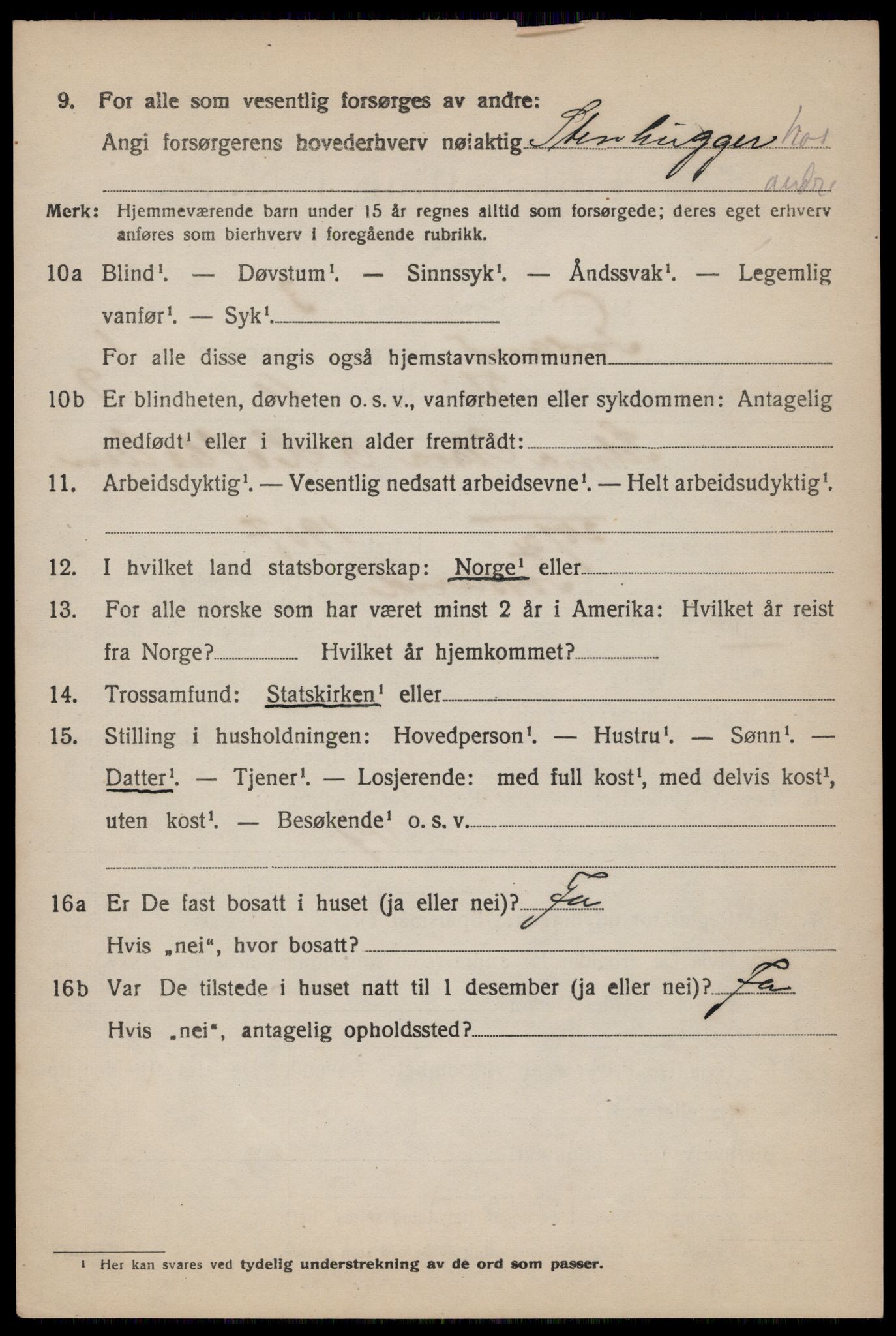 SAST, 1920 census for Forsand, 1920, p. 1212