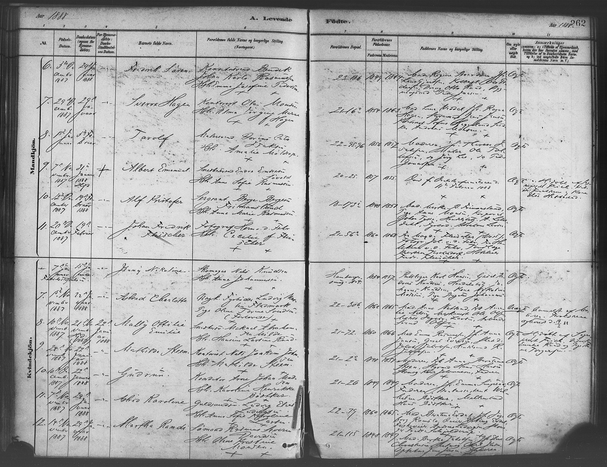 Korskirken sokneprestembete, SAB/A-76101/H/Haa/L0021: Parish register (official) no. B 7, 1878-1889, p. 262