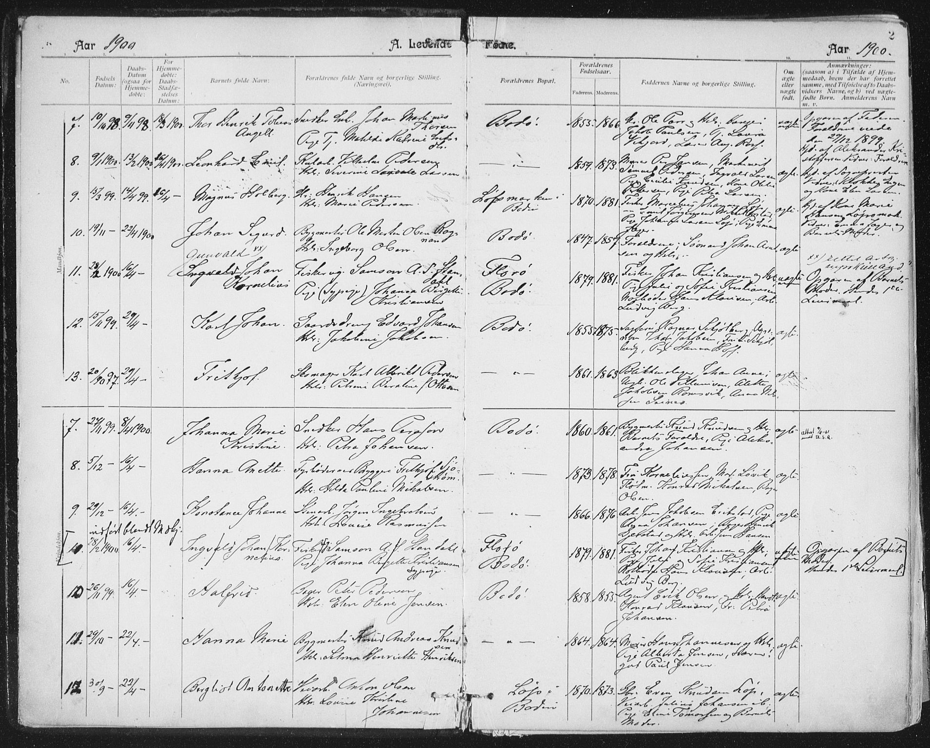 Ministerialprotokoller, klokkerbøker og fødselsregistre - Nordland, AV/SAT-A-1459/801/L0011: Parish register (official) no. 801A11, 1900-1916, p. 2