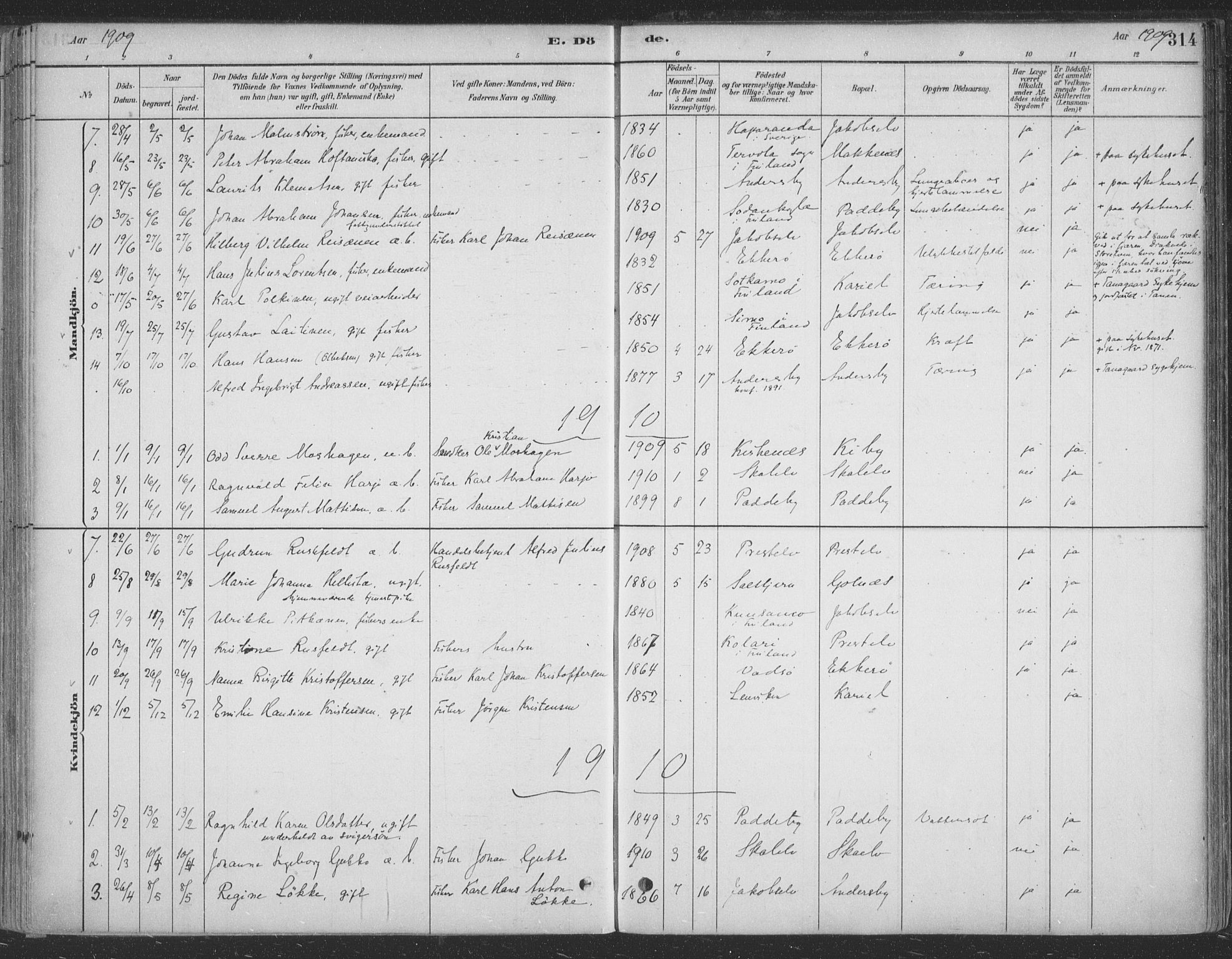 Vadsø sokneprestkontor, SATØ/S-1325/H/Ha/L0009kirke: Parish register (official) no. 9, 1881-1917, p. 314