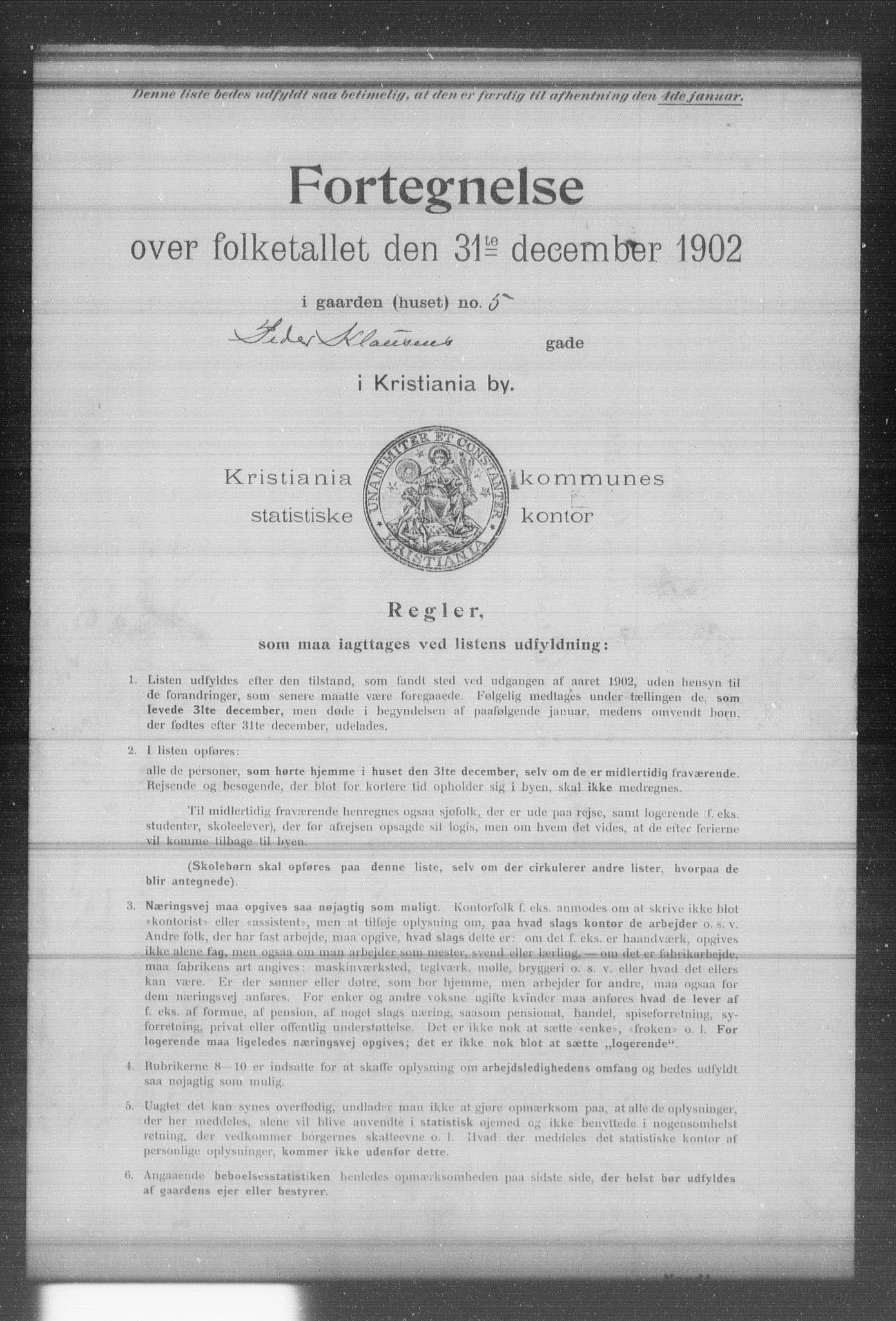 OBA, Municipal Census 1902 for Kristiania, 1902, p. 15027