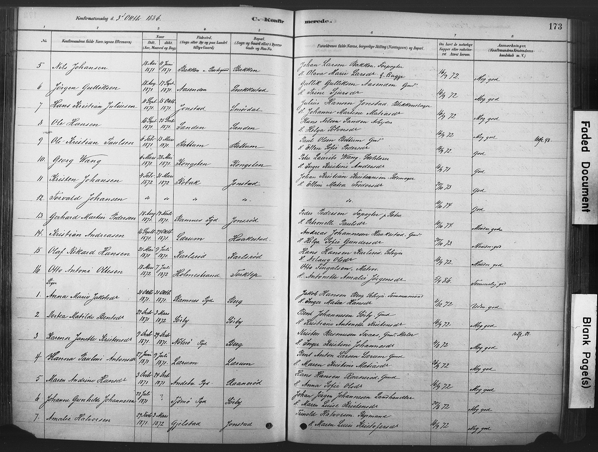 Våle kirkebøker, AV/SAKO-A-334/F/Fa/L0011: Parish register (official) no. I 11, 1878-1906, p. 173