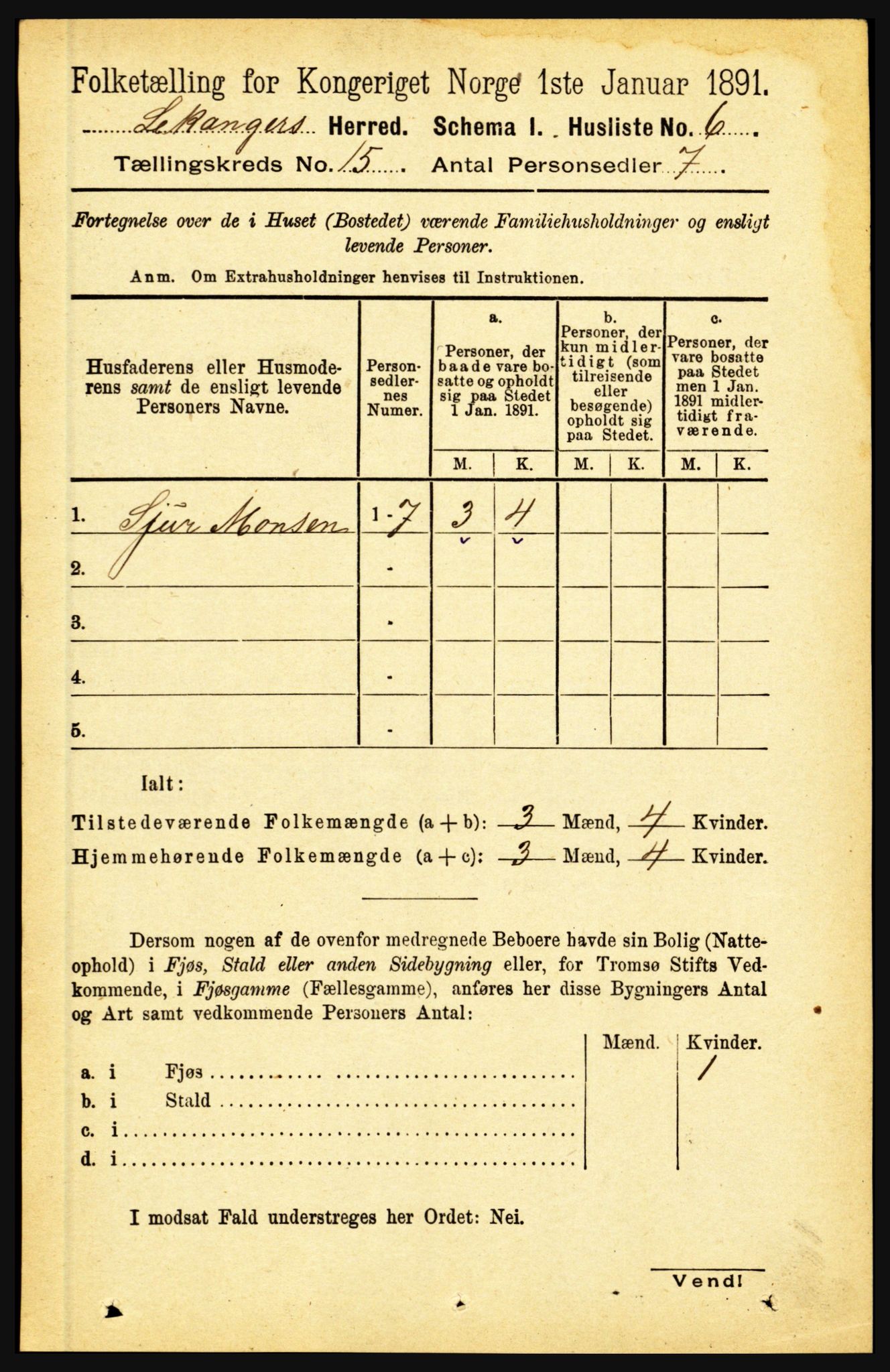 RA, 1891 census for 1419 Leikanger, 1891, p. 2829