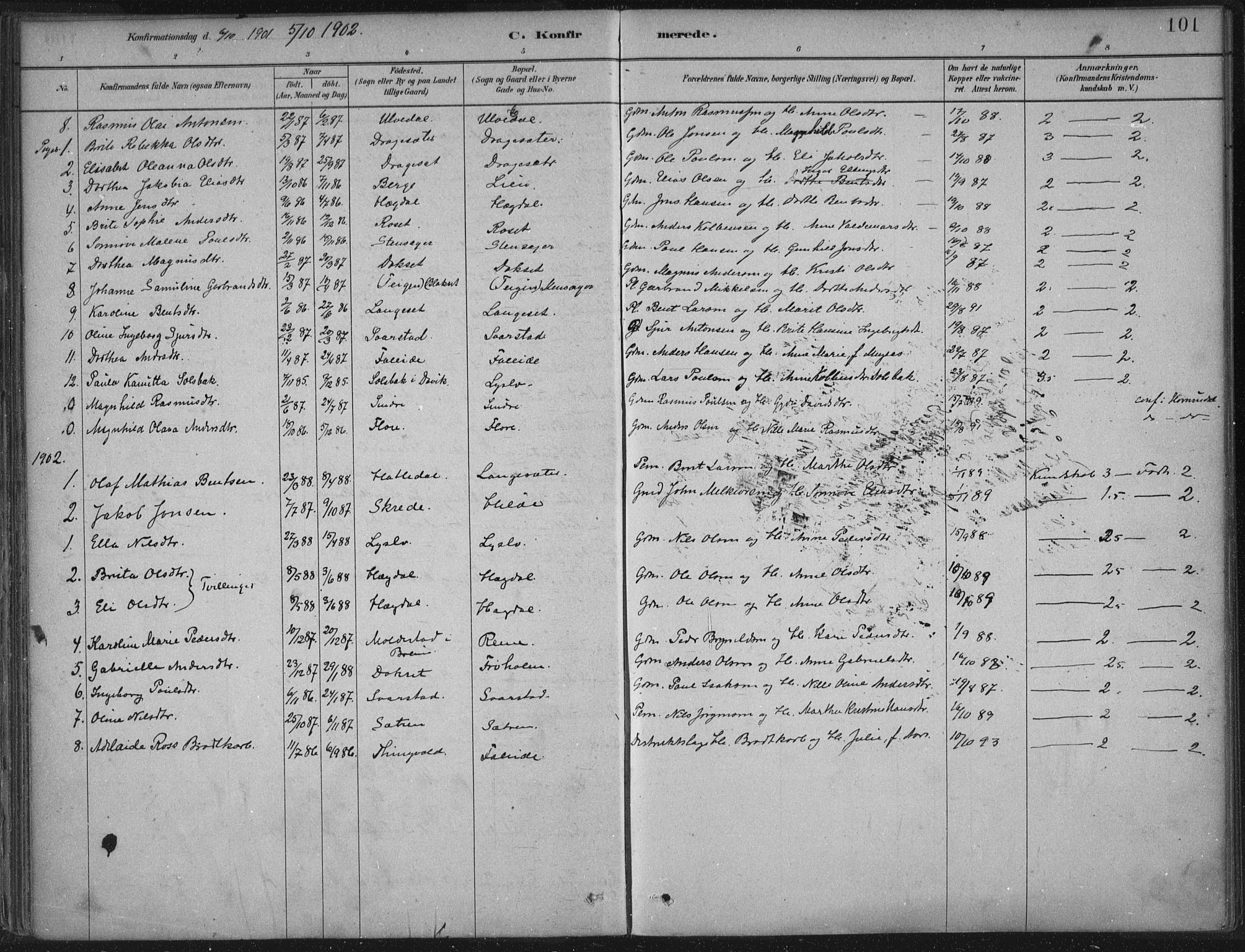 Innvik sokneprestembete, AV/SAB-A-80501: Parish register (official) no. B  1, 1879-1902, p. 101