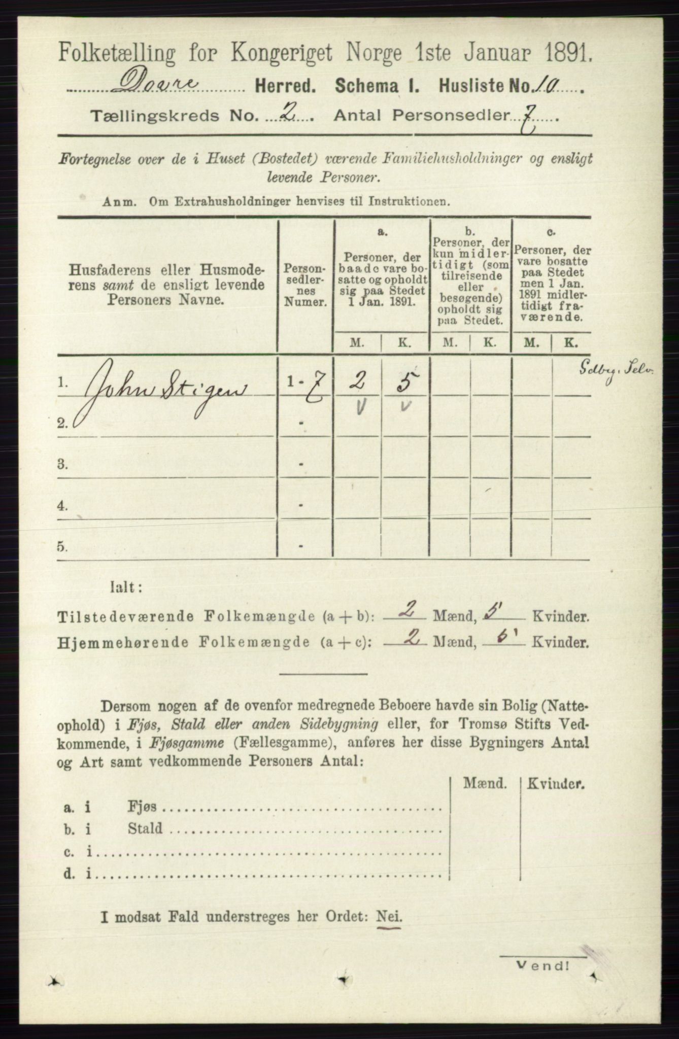 RA, 1891 census for 0511 Dovre, 1891, p. 803