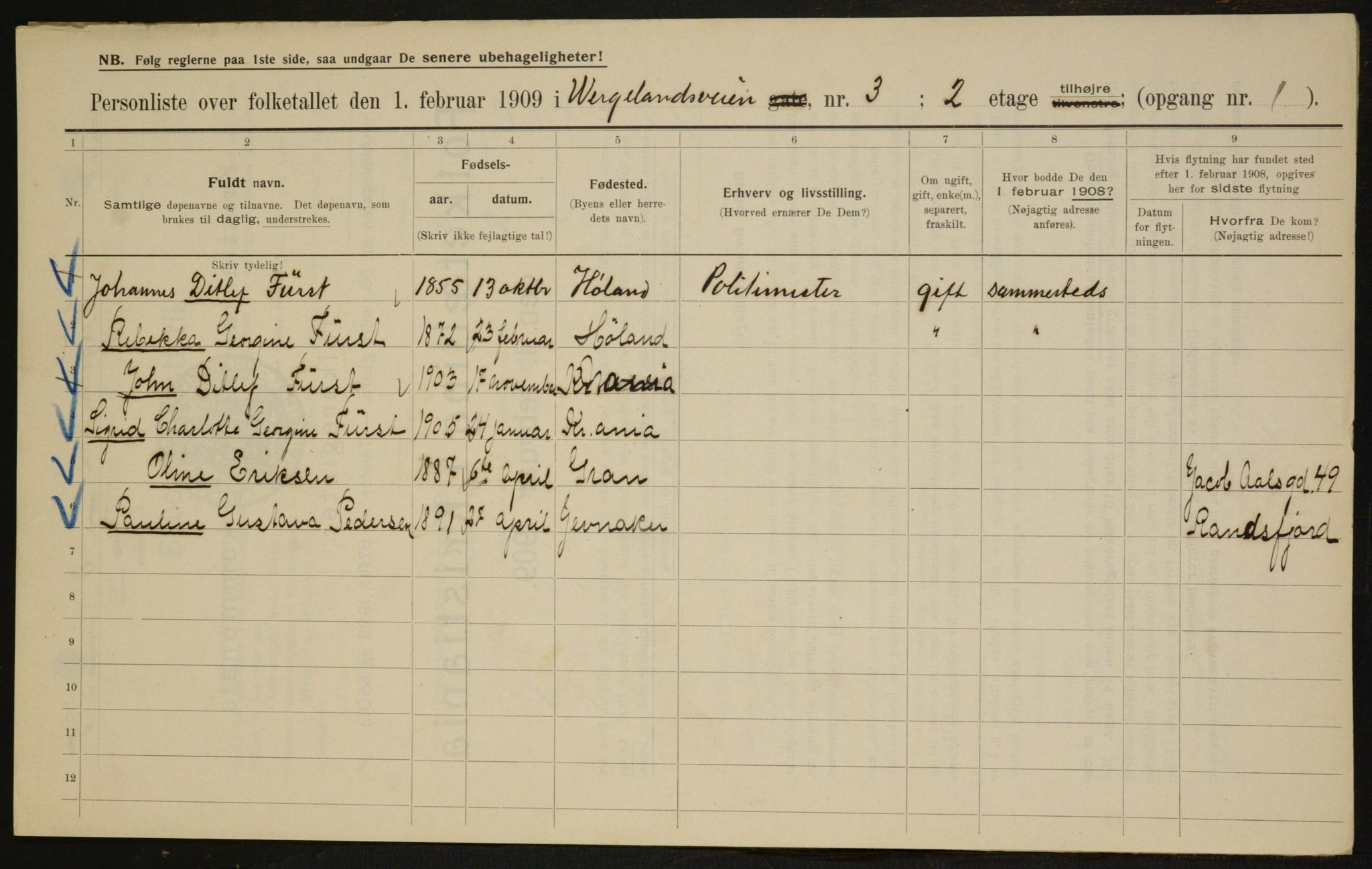OBA, Municipal Census 1909 for Kristiania, 1909, p. 115984