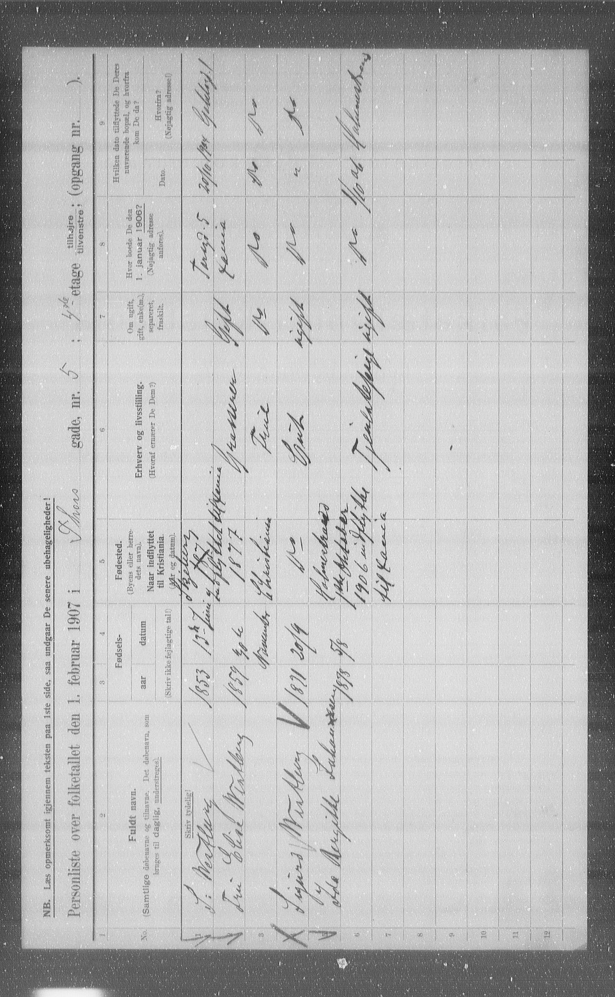 OBA, Municipal Census 1907 for Kristiania, 1907, p. 58178