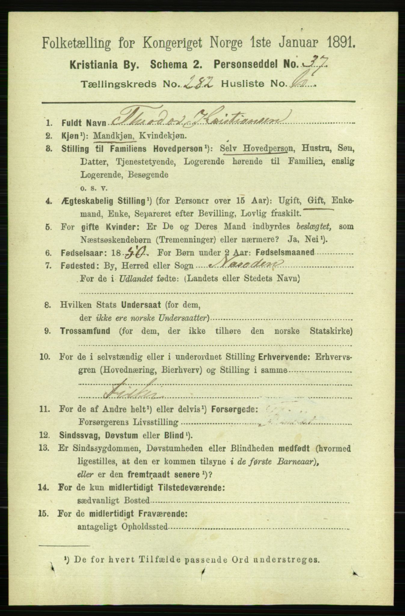 RA, 1891 census for 0301 Kristiania, 1891, p. 171919