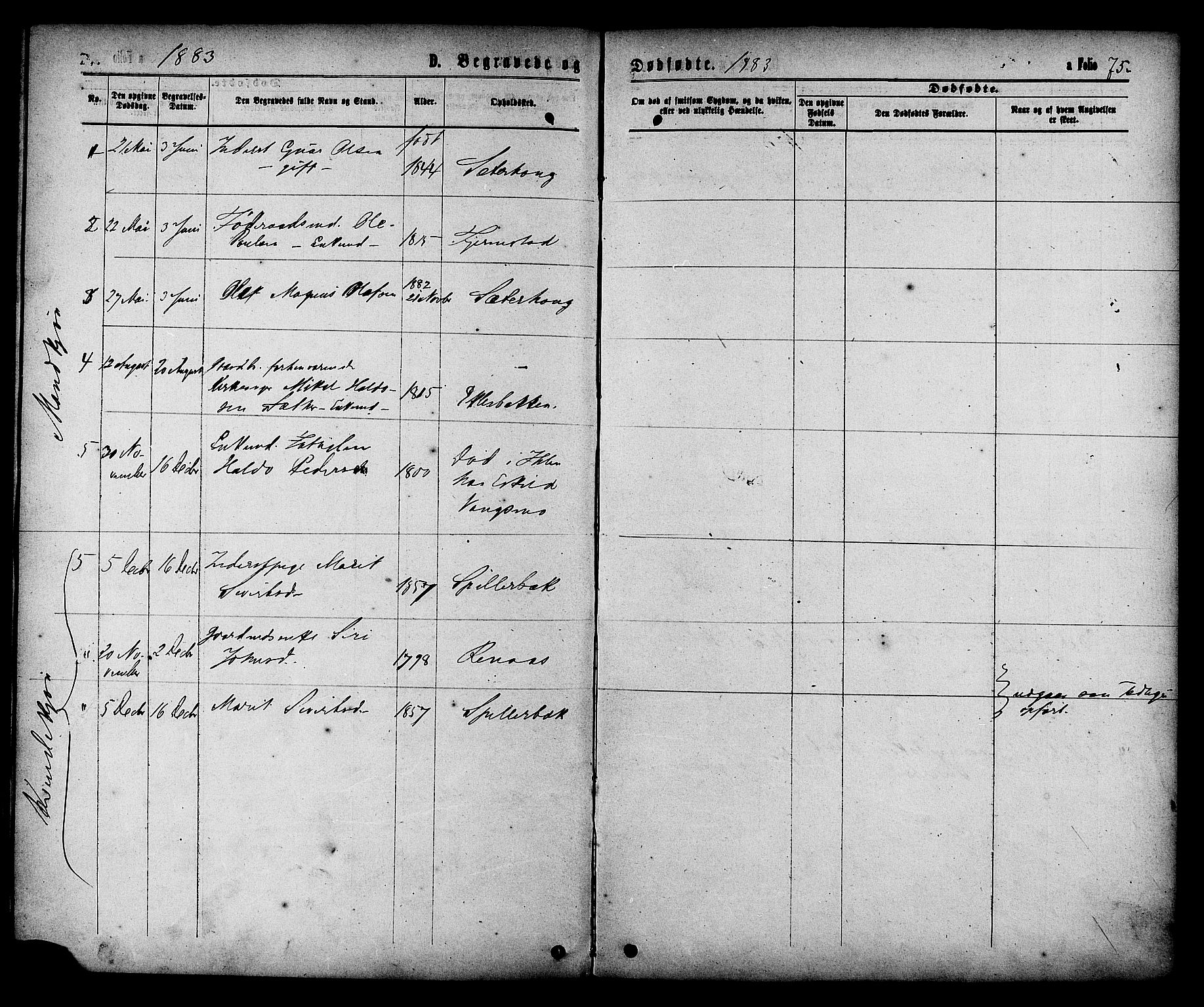 Ministerialprotokoller, klokkerbøker og fødselsregistre - Sør-Trøndelag, AV/SAT-A-1456/608/L0334: Parish register (official) no. 608A03, 1877-1886, p. 75