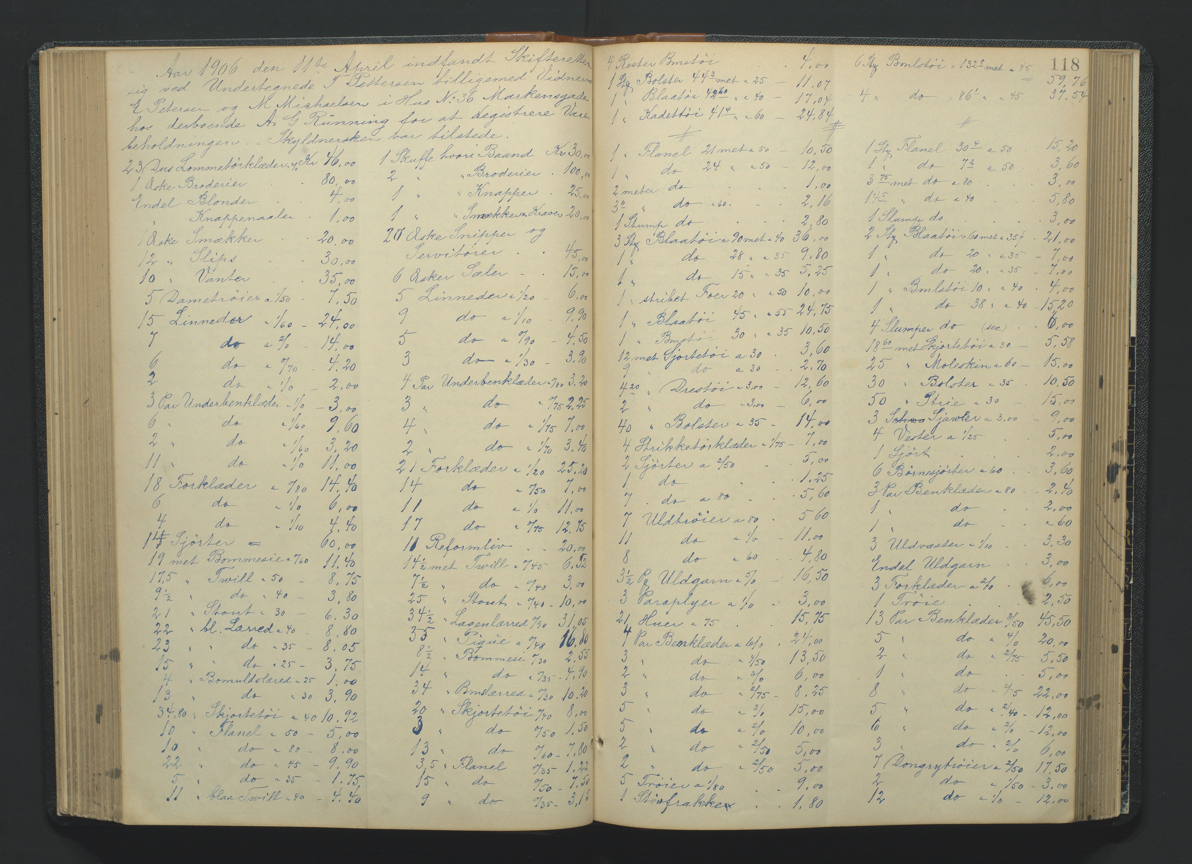 Kristiansand byrett, AV/SAK-1223-0001/H/Hc/L0035: Skifteregistreringsprotokoll nr. 7, med register, 1903-1914, p. 118