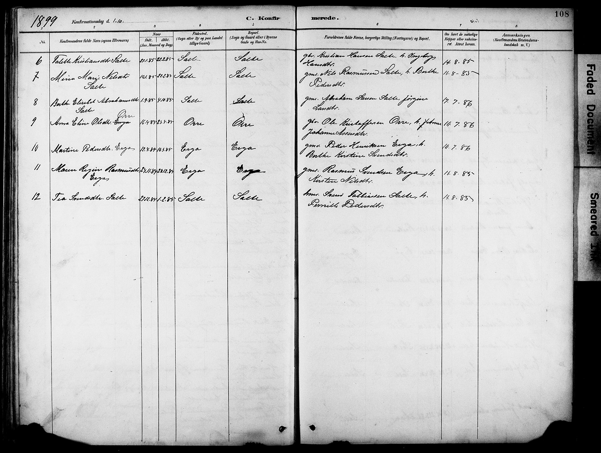 Klepp sokneprestkontor, AV/SAST-A-101803/001/3/30BB/L0005: Parish register (copy) no. B 5, 1889-1918, p. 108