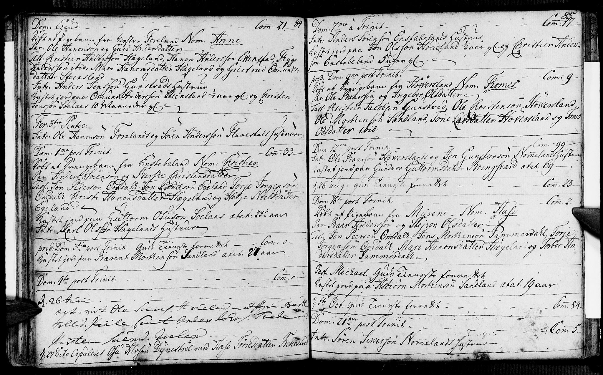 Vennesla sokneprestkontor, SAK/1111-0045/Fa/Faa/L0001: Parish register (official) no. A 1, 1753-1785, p. 84-85