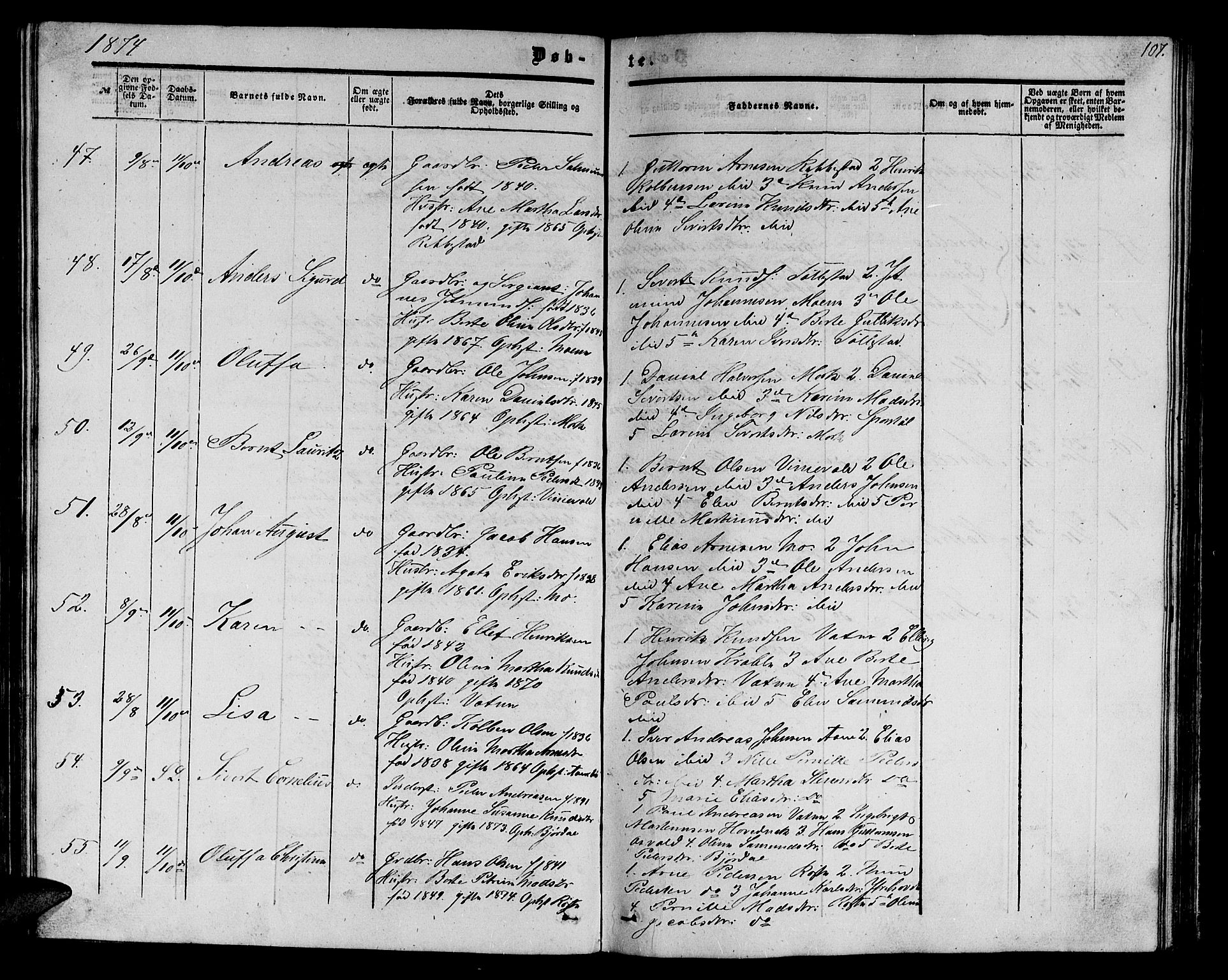 Ministerialprotokoller, klokkerbøker og fødselsregistre - Møre og Romsdal, AV/SAT-A-1454/513/L0188: Parish register (copy) no. 513C02, 1865-1882, p. 107