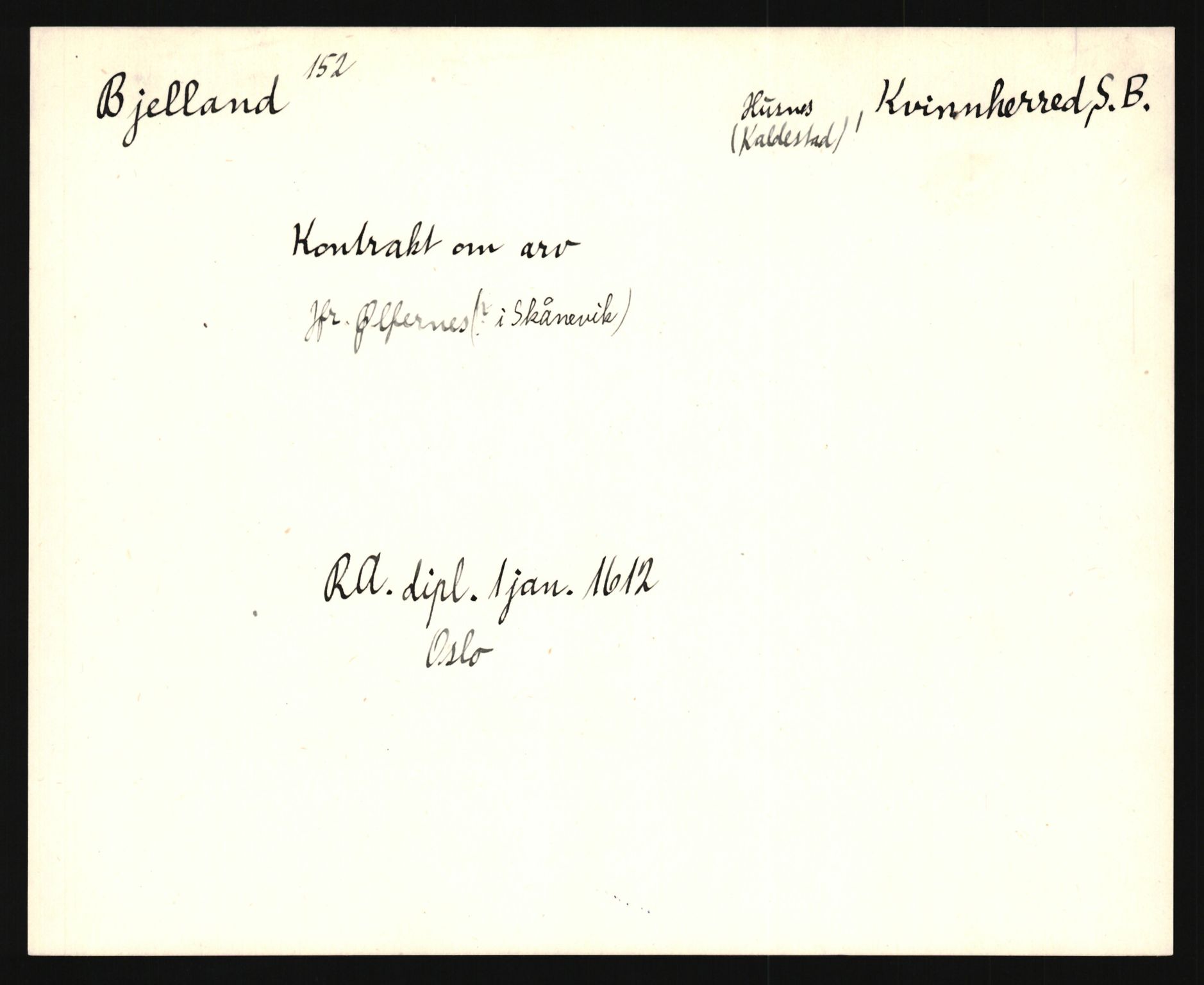 Riksarkivets diplomsamling, AV/RA-EA-5965/F35/F35e/L0028: Registreringssedler Hordaland 1, 1400-1700, p. 55