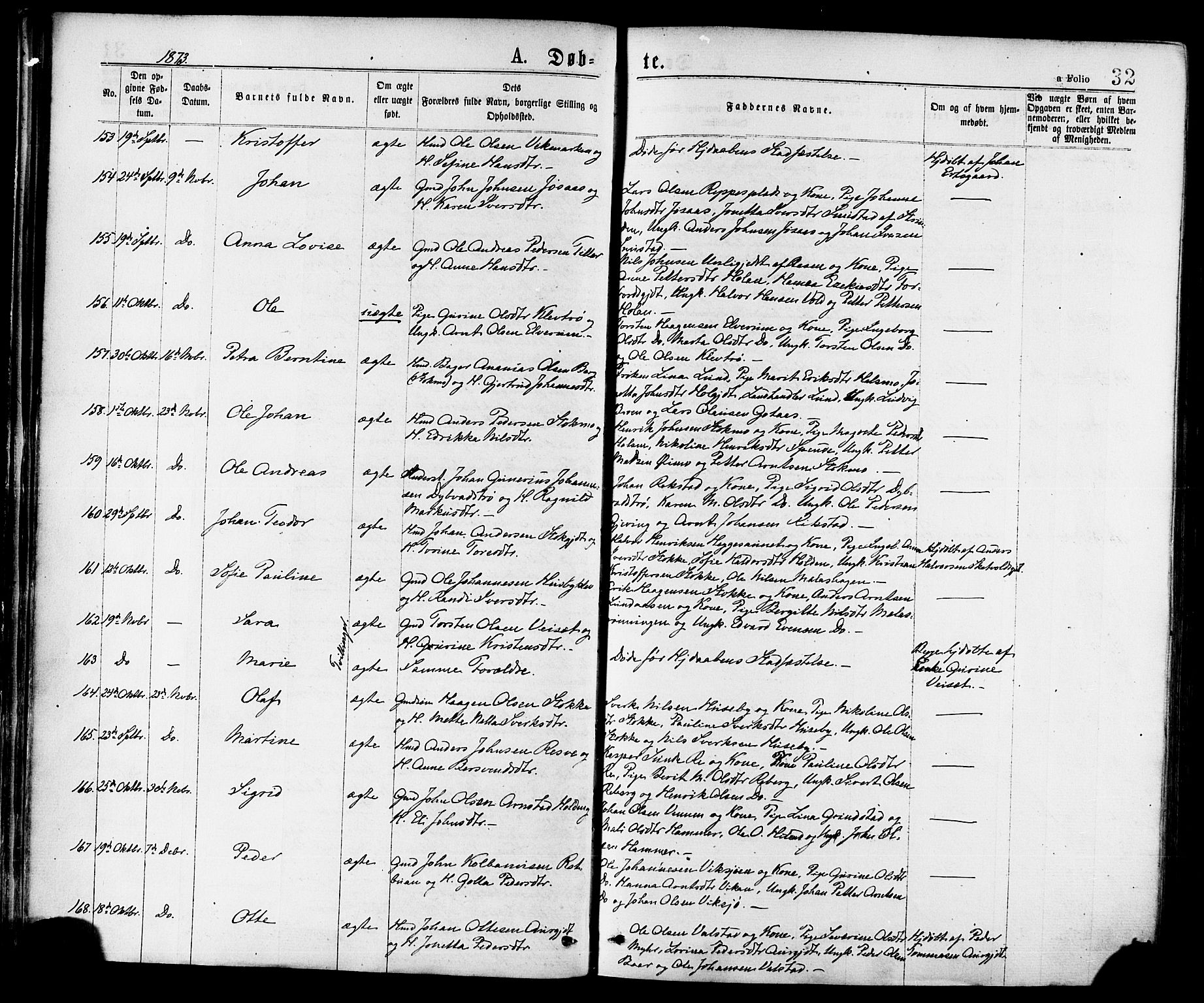 Ministerialprotokoller, klokkerbøker og fødselsregistre - Nord-Trøndelag, SAT/A-1458/709/L0076: Parish register (official) no. 709A16, 1871-1879, p. 32