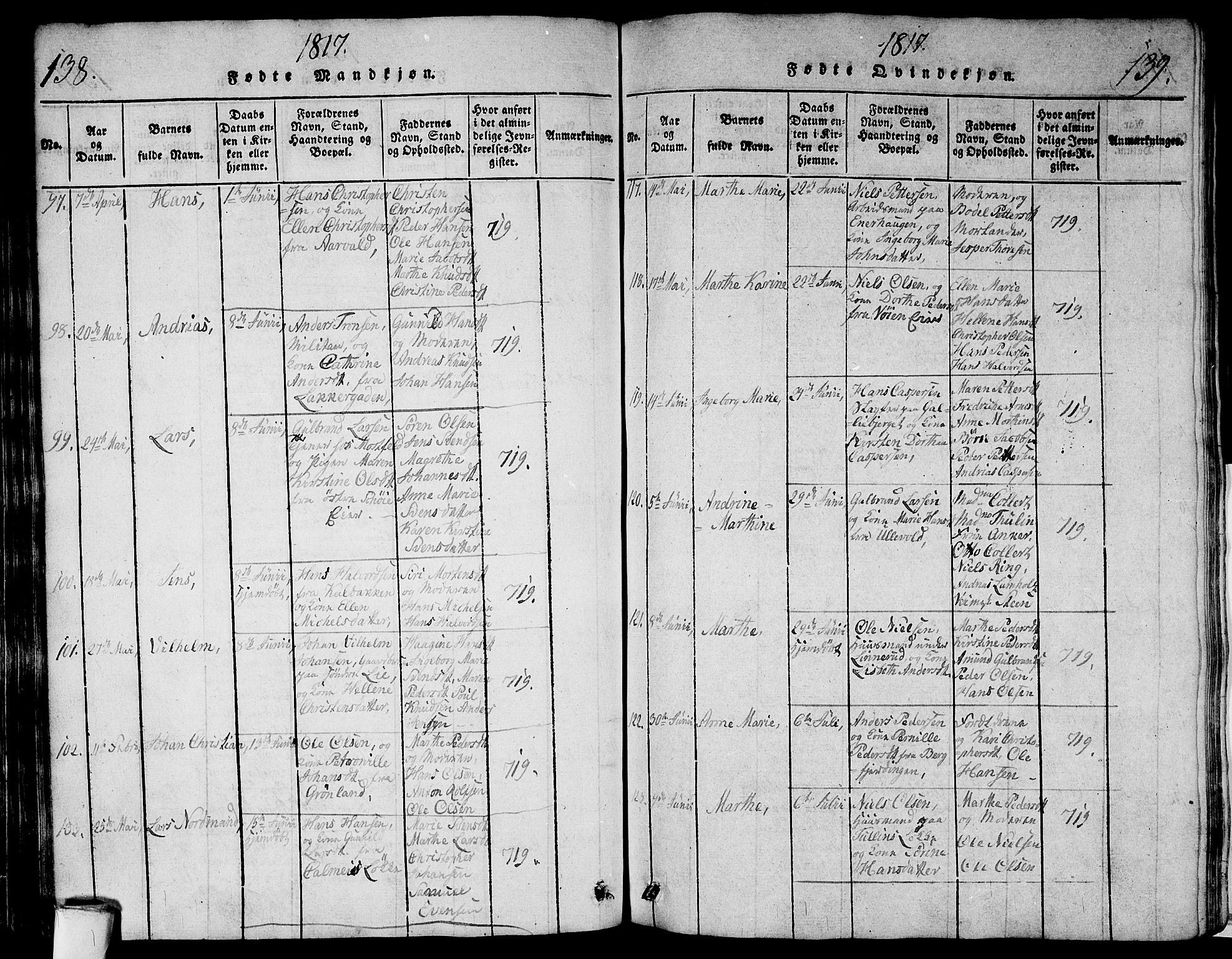 Aker prestekontor kirkebøker, SAO/A-10861/G/L0002: Parish register (copy) no. 2, 1815-1819, p. 138-139