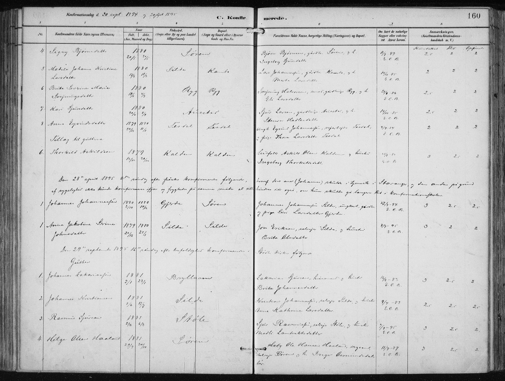Etne sokneprestembete, SAB/A-75001/H/Haa: Parish register (official) no. B  1, 1879-1919, p. 160