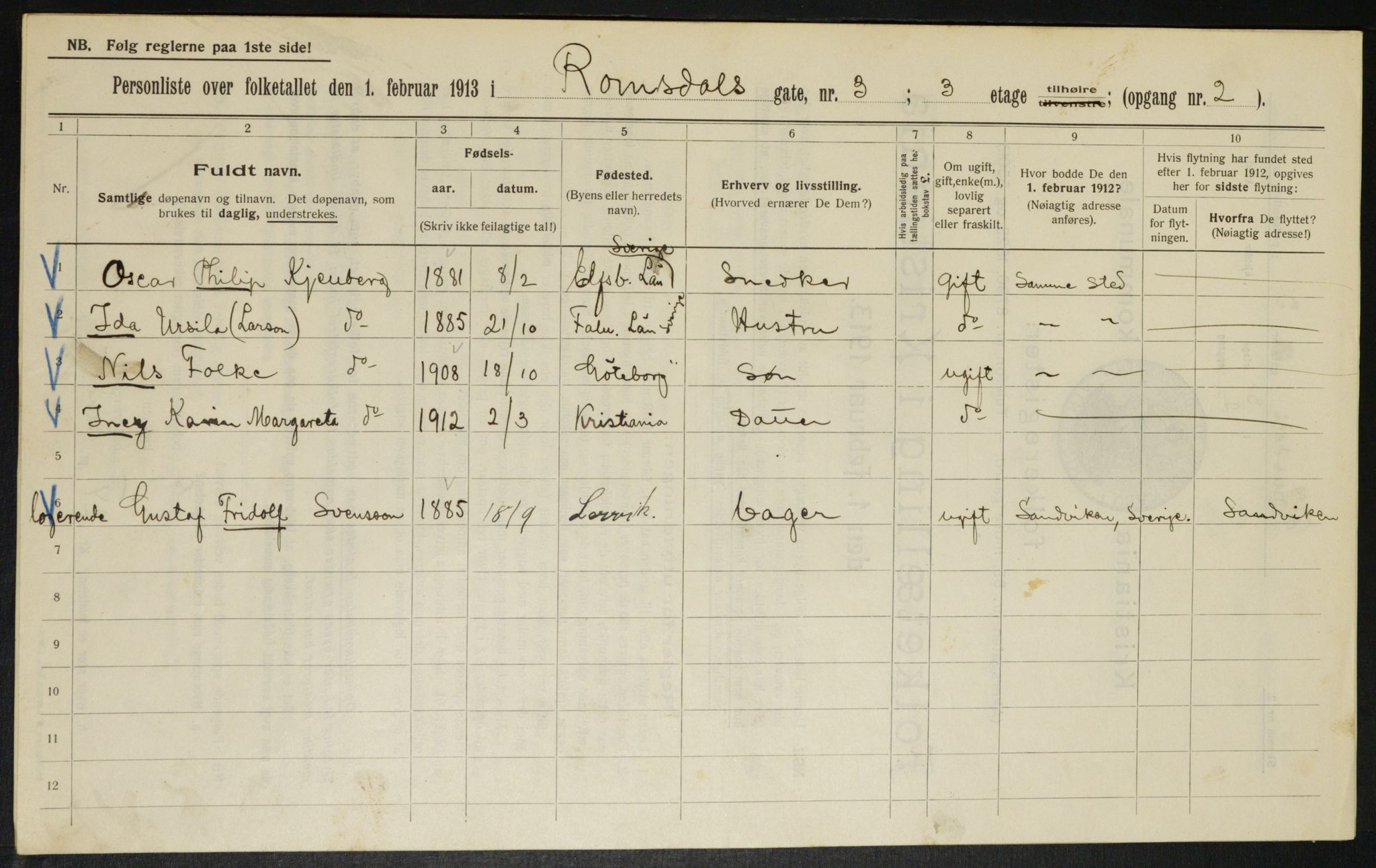 OBA, Municipal Census 1913 for Kristiania, 1913, p. 83209