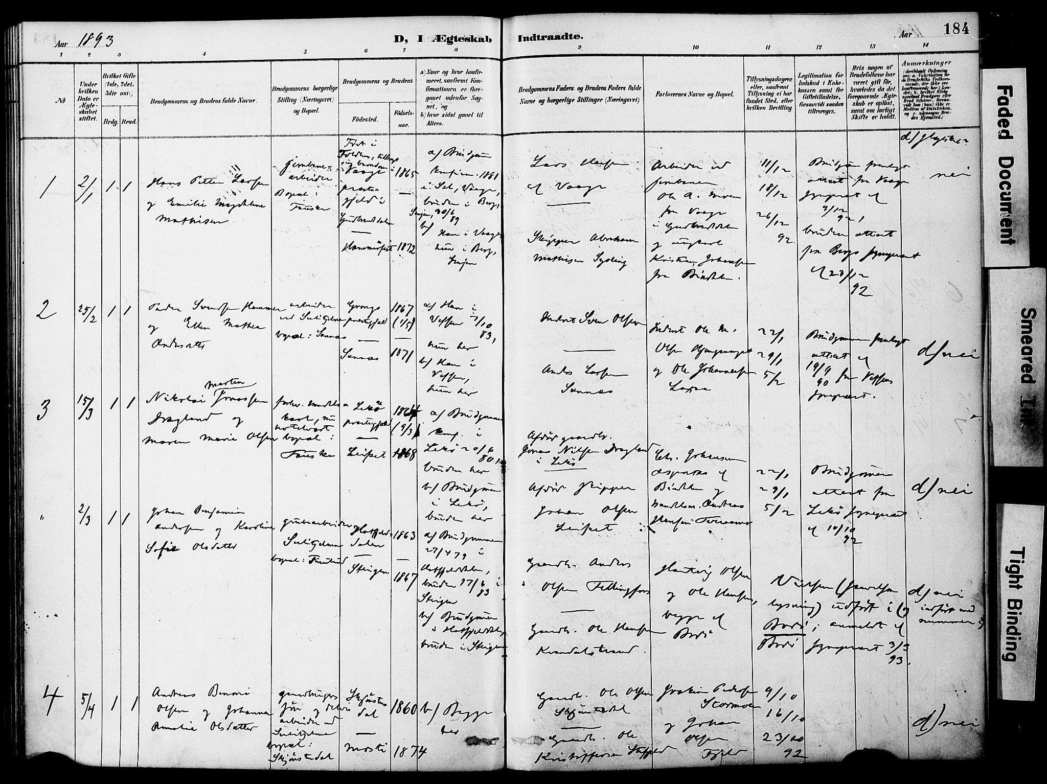 Ministerialprotokoller, klokkerbøker og fødselsregistre - Nordland, AV/SAT-A-1459/849/L0690: Parish register (official) no. 849A02, 1890-1897, p. 184