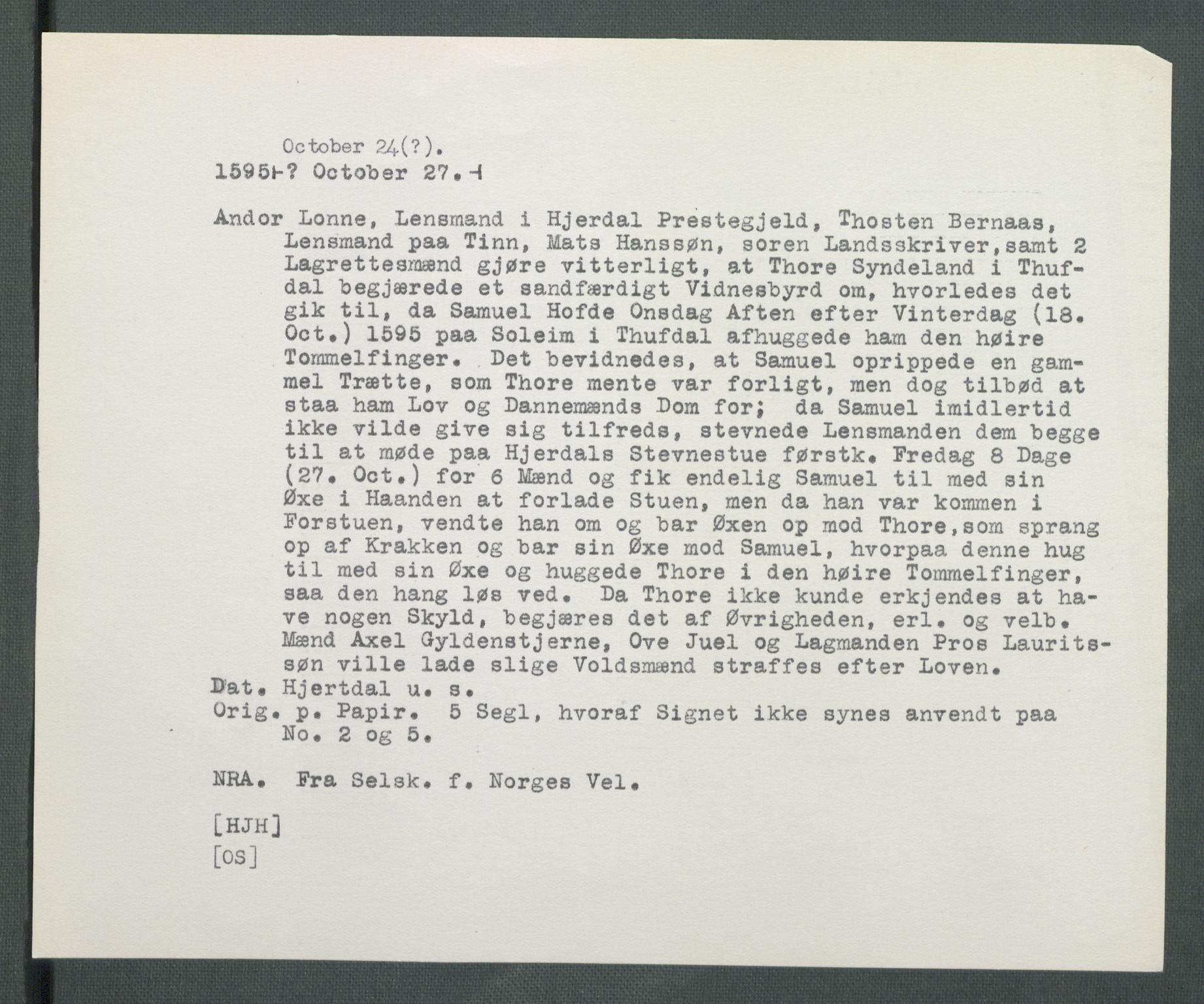 Riksarkivets diplomsamling, AV/RA-EA-5965/F02/L0100: Dokumenter, 1595, p. 53
