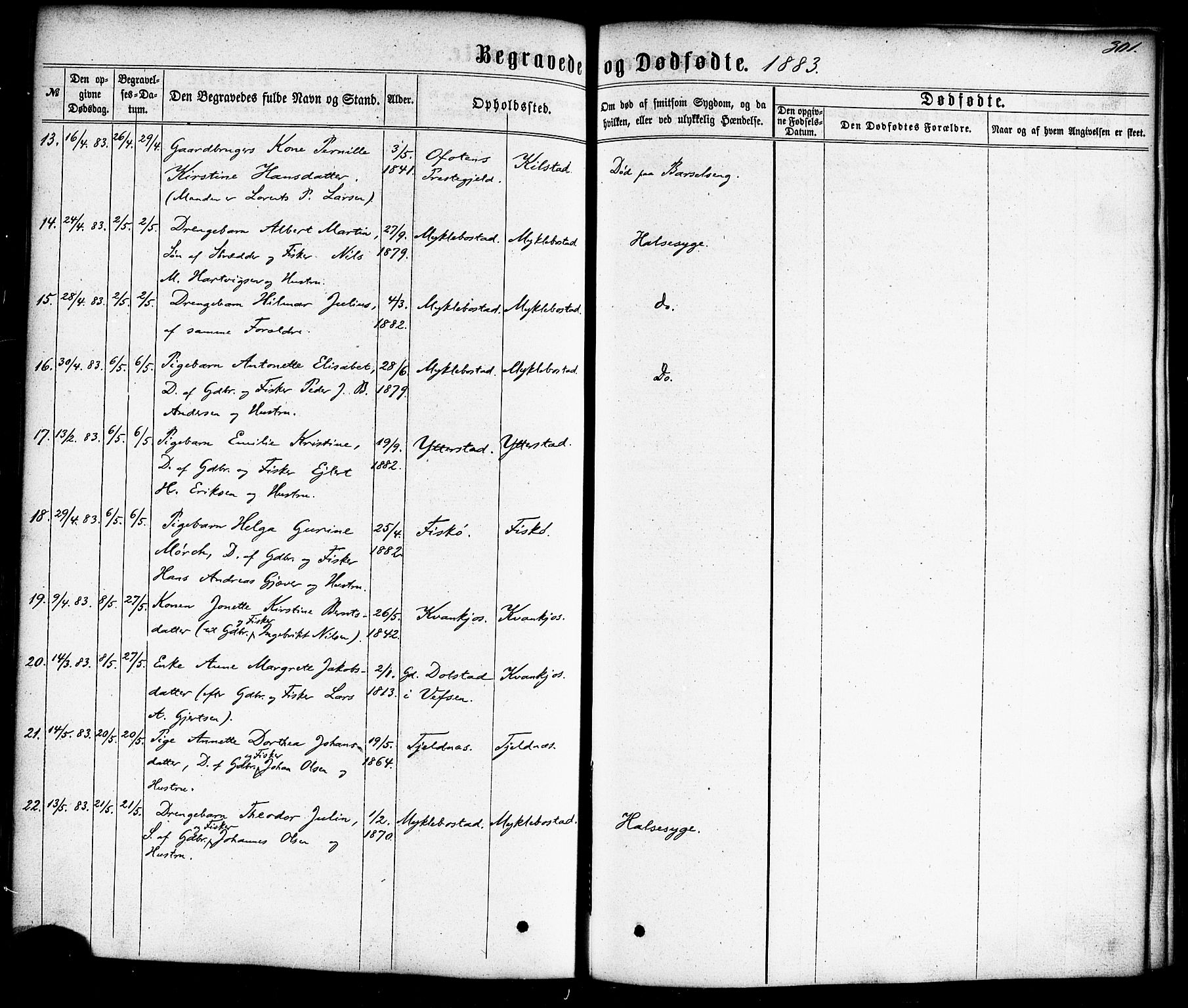 Ministerialprotokoller, klokkerbøker og fødselsregistre - Nordland, AV/SAT-A-1459/872/L1034: Parish register (official) no. 872A09, 1864-1884, p. 301