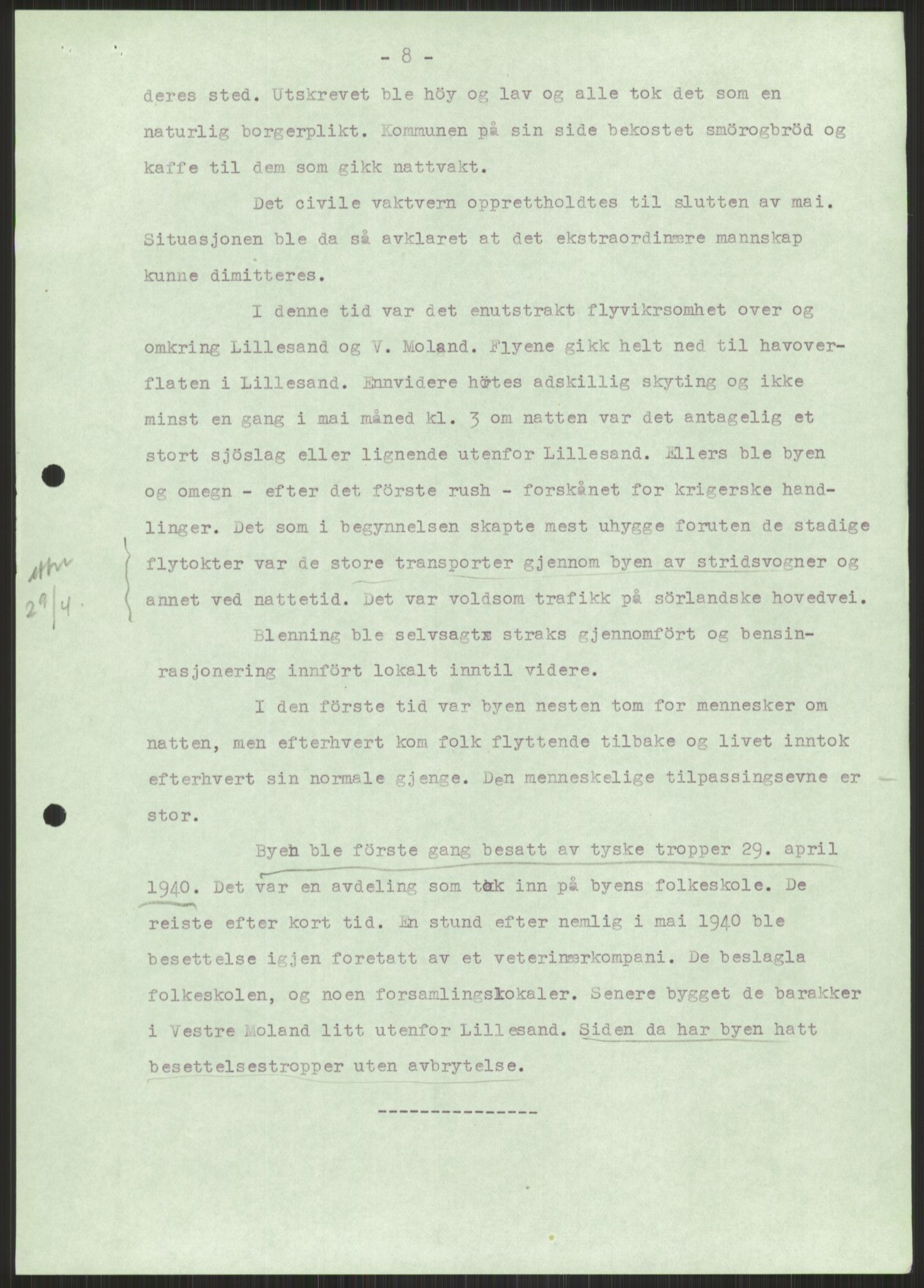 Forsvaret, Forsvarets krigshistoriske avdeling, AV/RA-RAFA-2017/Y/Ya/L0014: II-C-11-31 - Fylkesmenn.  Rapporter om krigsbegivenhetene 1940., 1940, p. 776