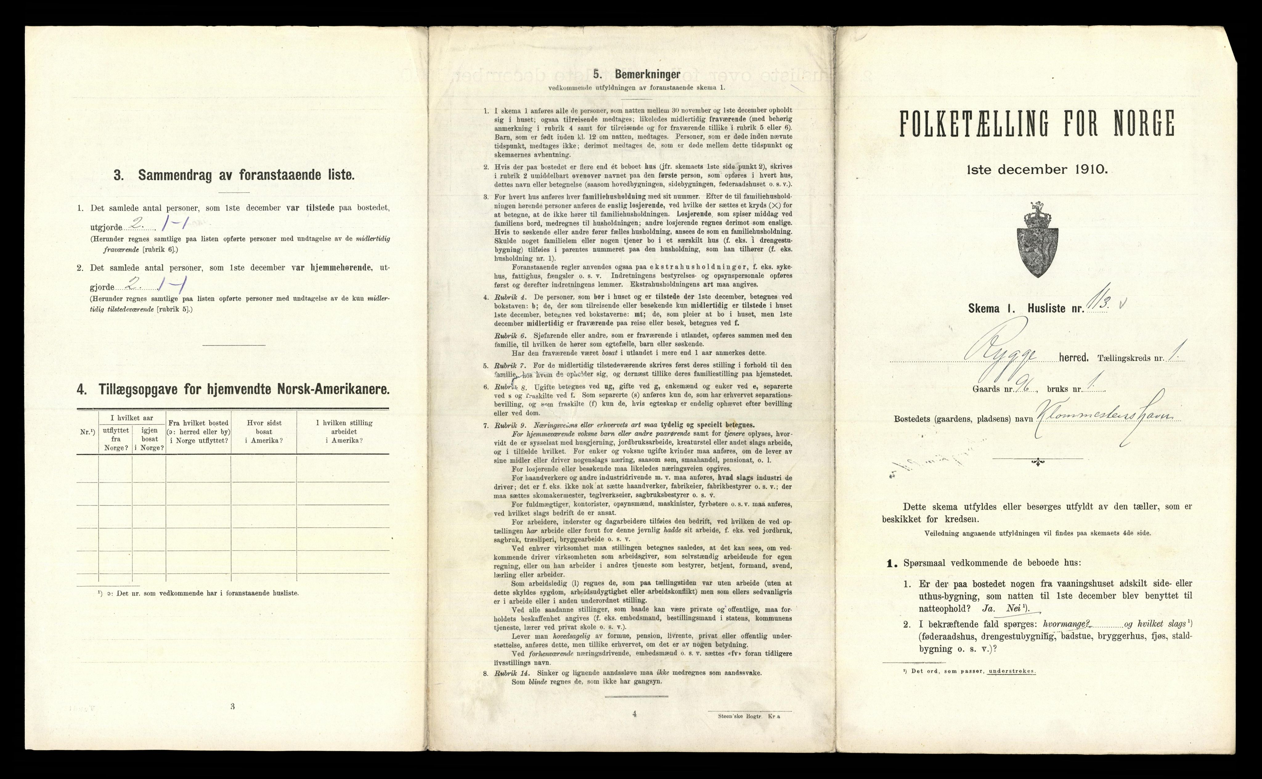 RA, 1910 census for Rygge, 1910, p. 262