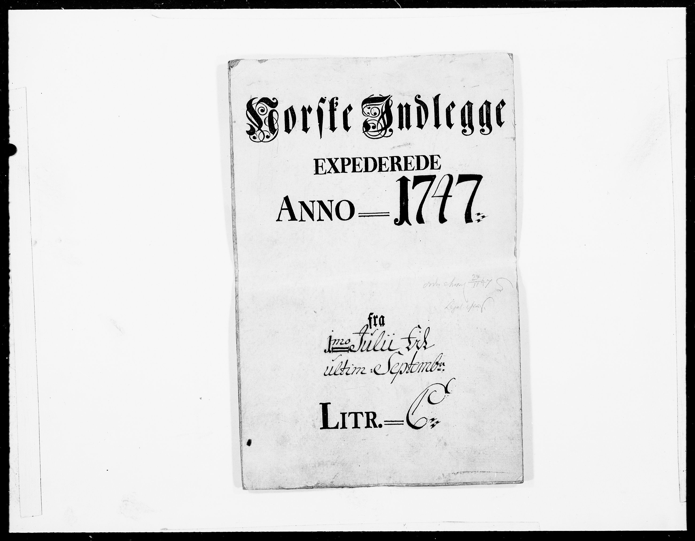 Danske Kanselli 1572-1799, AV/RA-EA-3023/F/Fc/Fcc/Fcca/L0147: Norske innlegg 1572-1799, 1747, p. 1