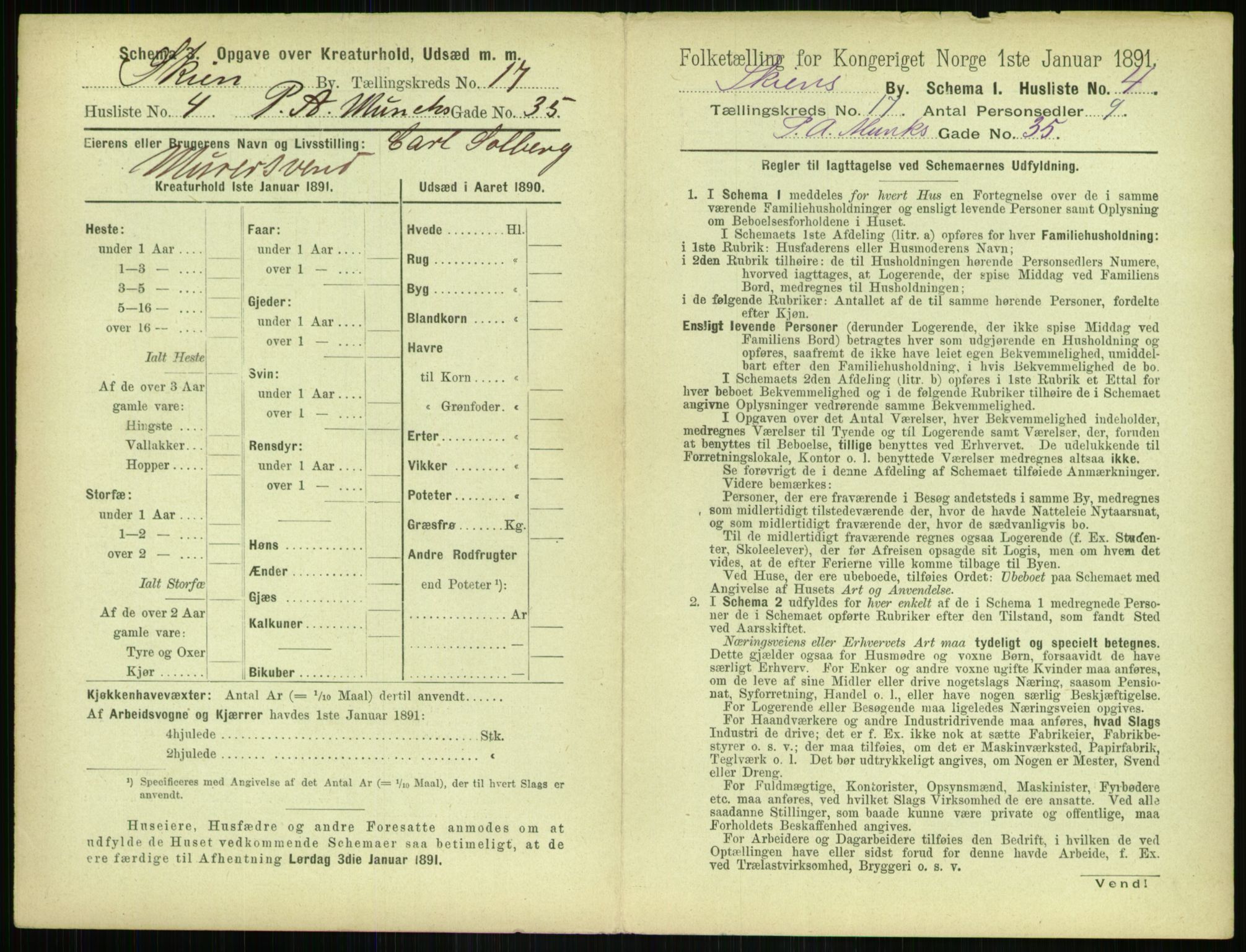 RA, 1891 census for 0806 Skien, 1891, p. 676