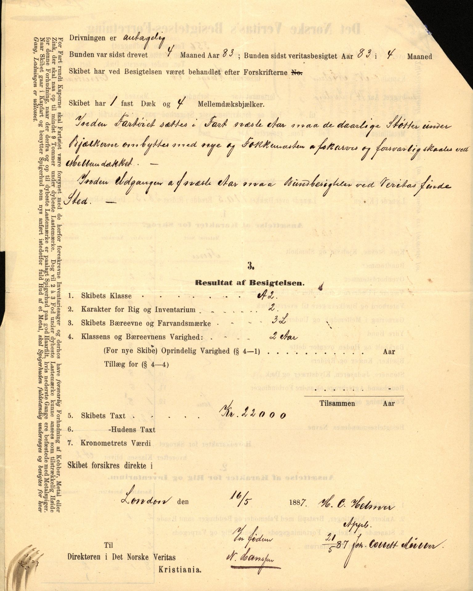 Pa 63 - Østlandske skibsassuranceforening, VEMU/A-1079/G/Ga/L0020/0007: Havaridokumenter / Oregon, Norden, Nordstjernen, Marie, Speed, 1887, p. 51