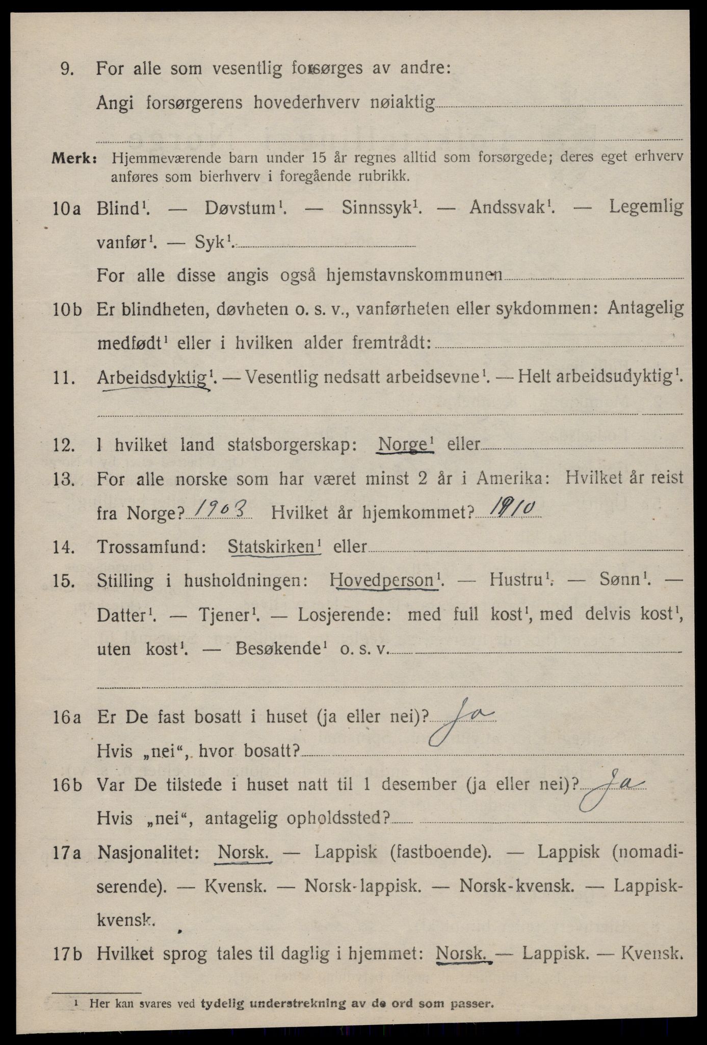 SAT, 1920 census for Ørland, 1920, p. 4484