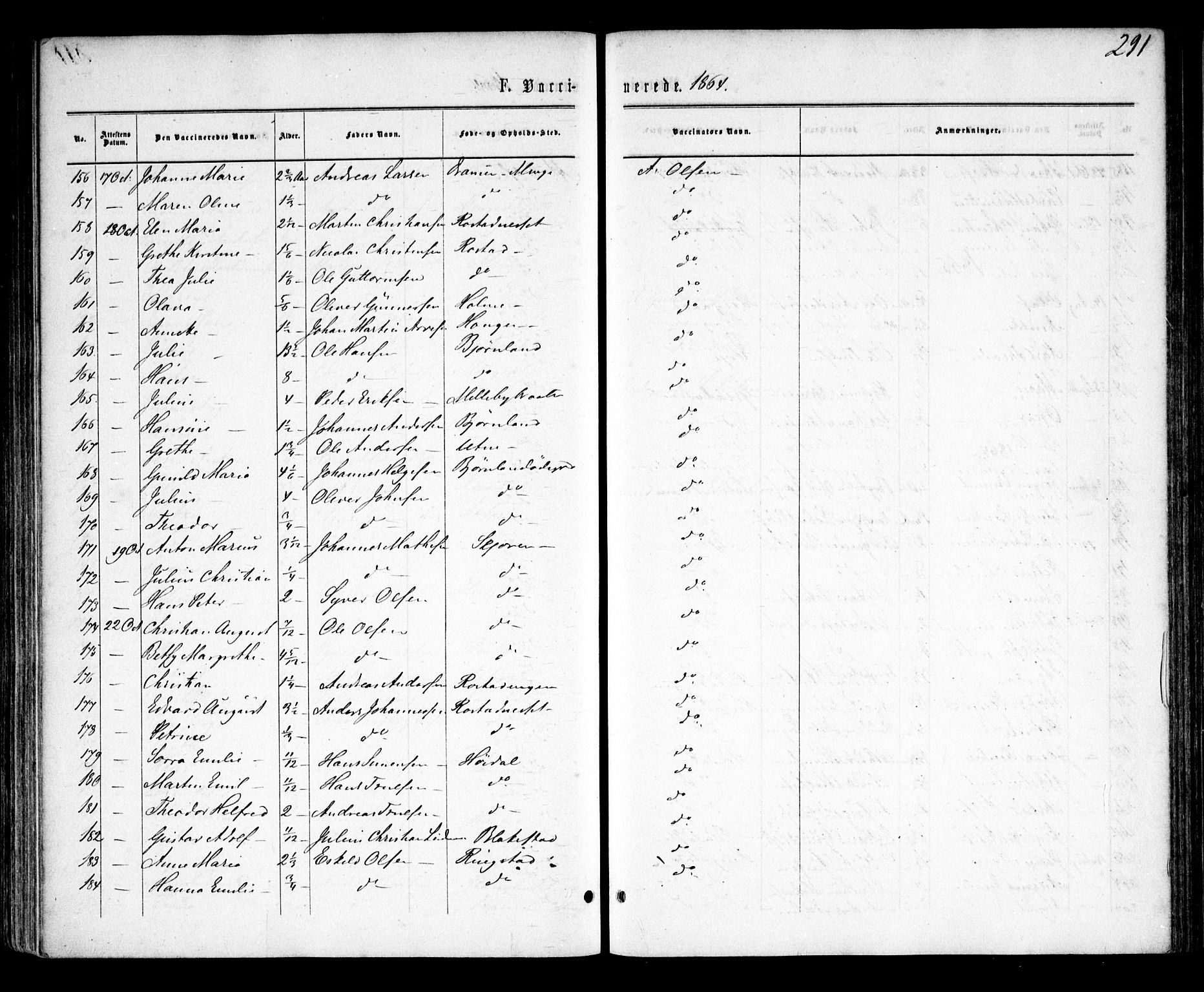 Tune prestekontor Kirkebøker, SAO/A-2007/F/Fa/L0014: Parish register (official) no. 14, 1864-1868, p. 291
